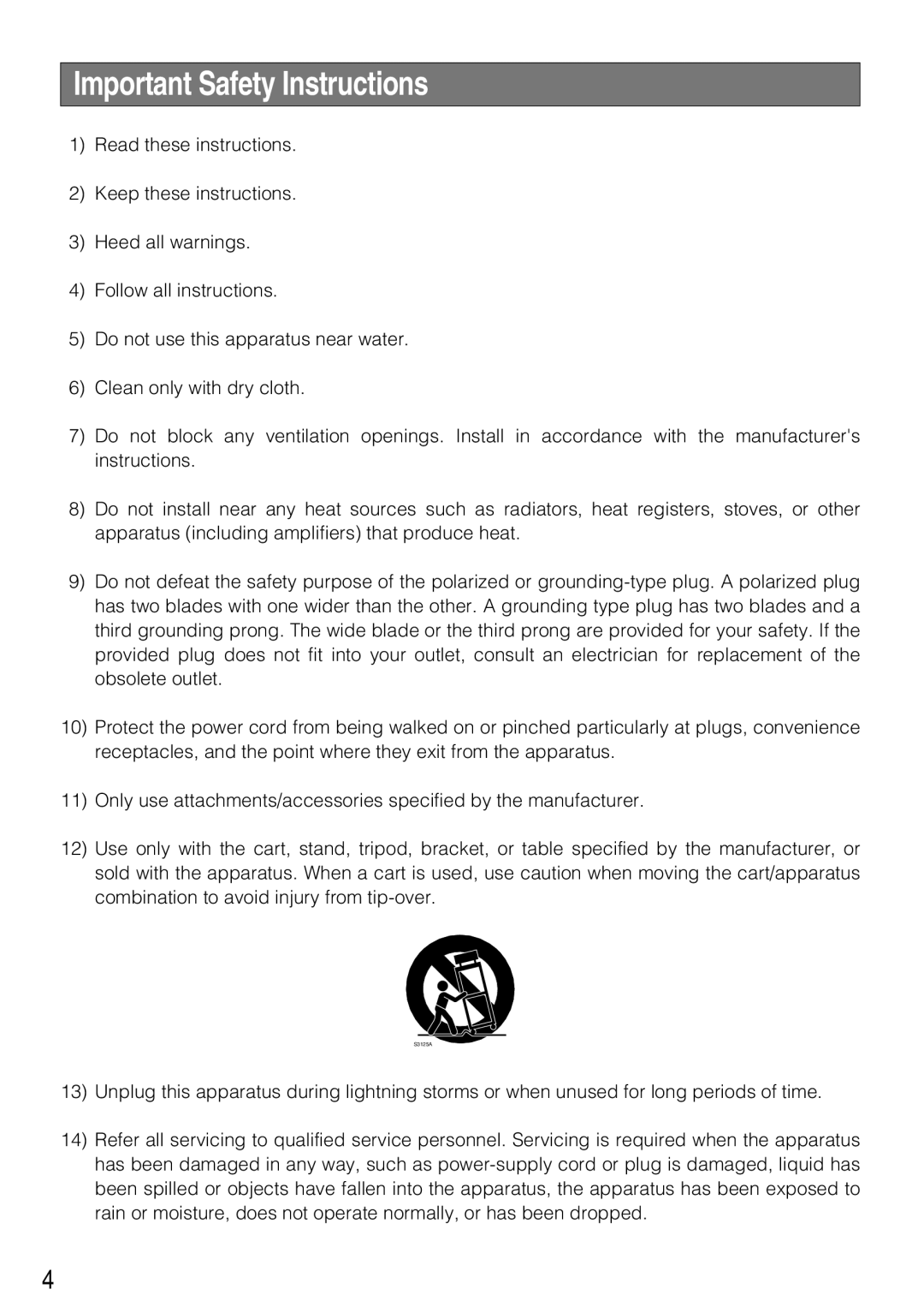 Panasonic WV-CL934, WV-CL930 operating instructions Important Safety Instructions 