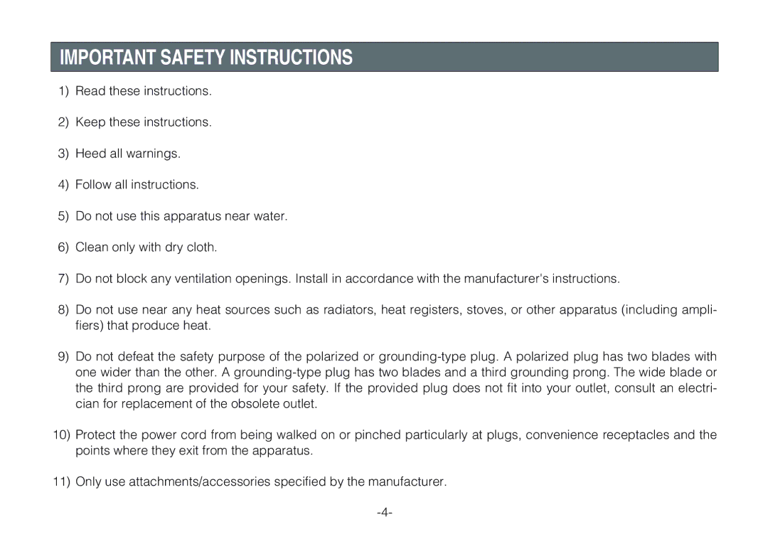 Panasonic WV-CLR920A, WV-CLR924AE operating instructions Important Safety Instructions 