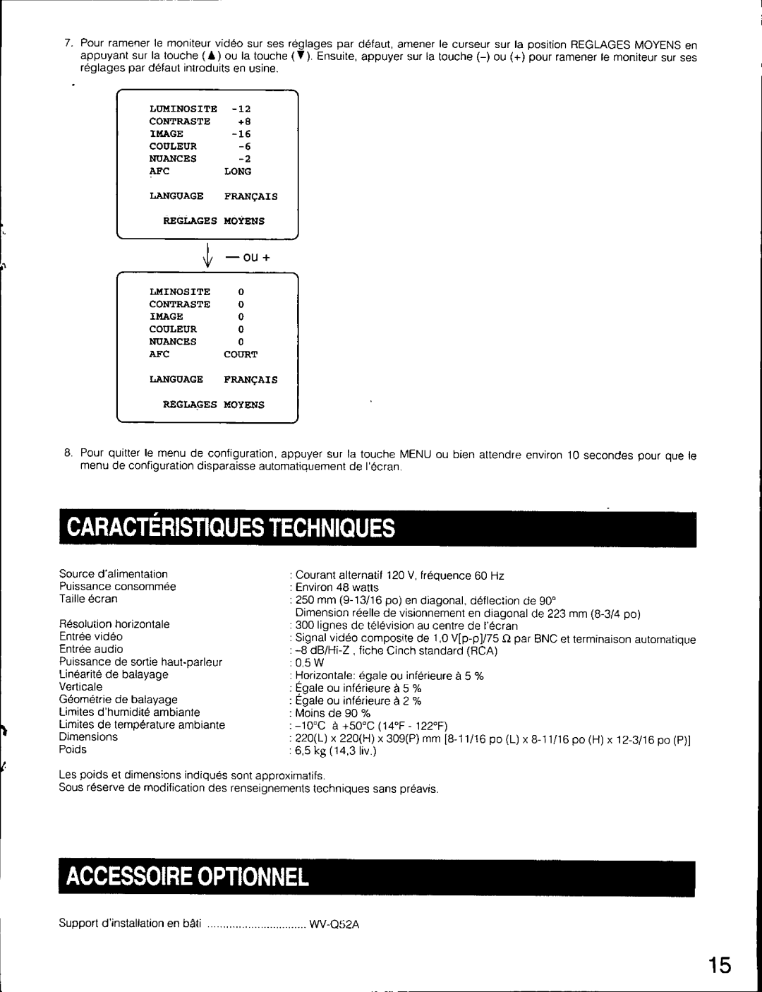 Panasonic WV-CM1020 manual 