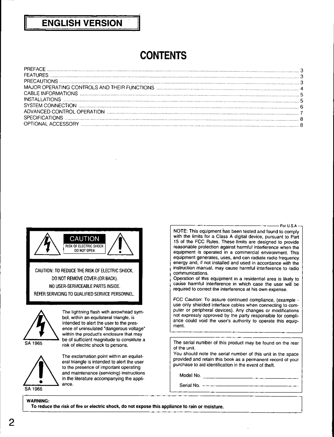 Panasonic WV-CM1020 manual 