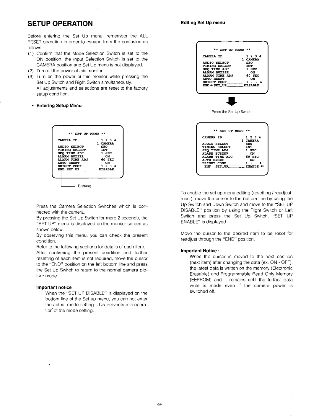 Panasonic WV-CM143 manual 