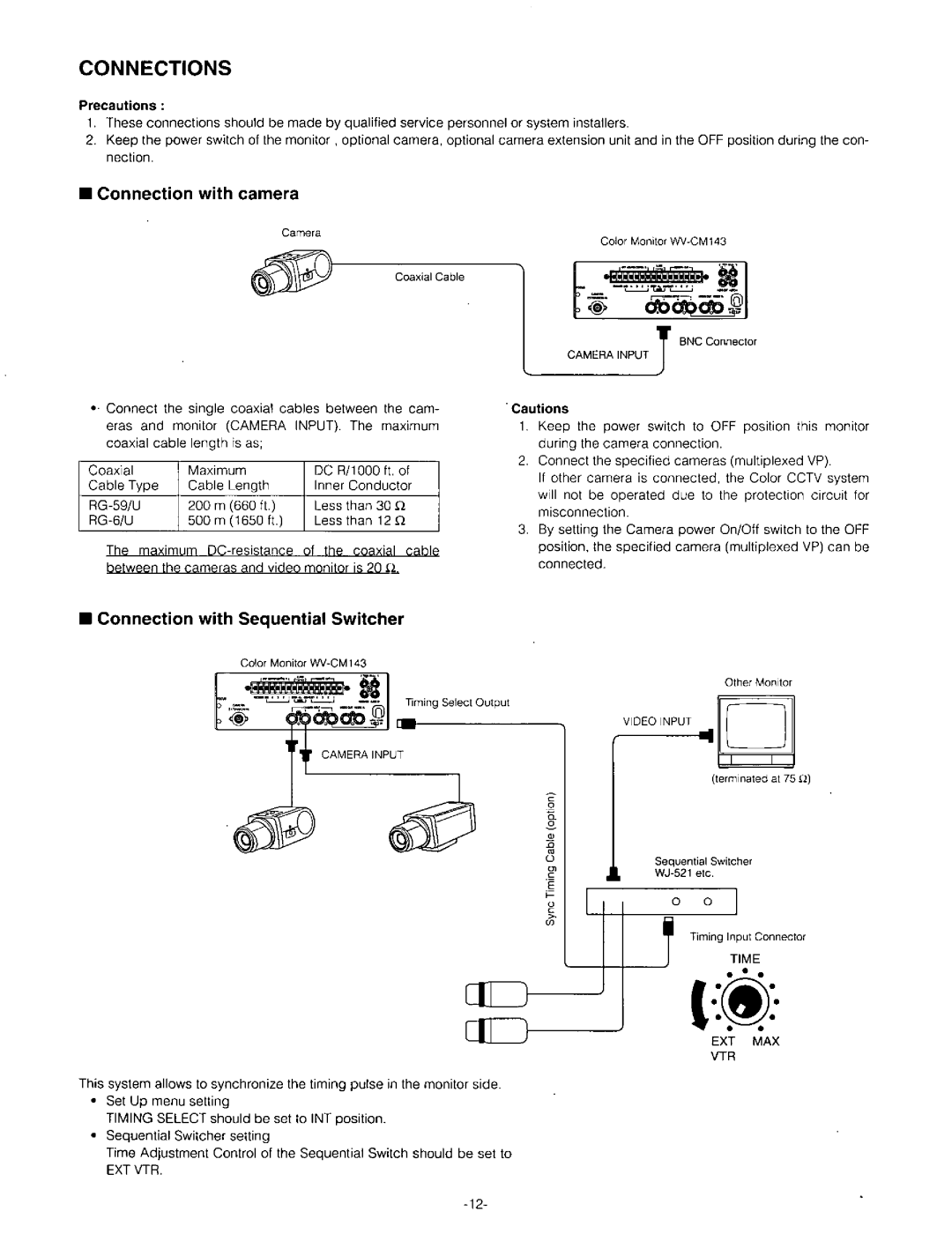 Panasonic WV-CM143 manual 