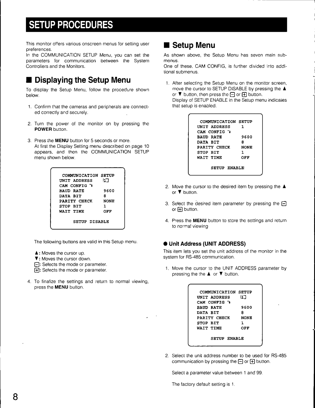 Panasonic WV-CM2080 manual 