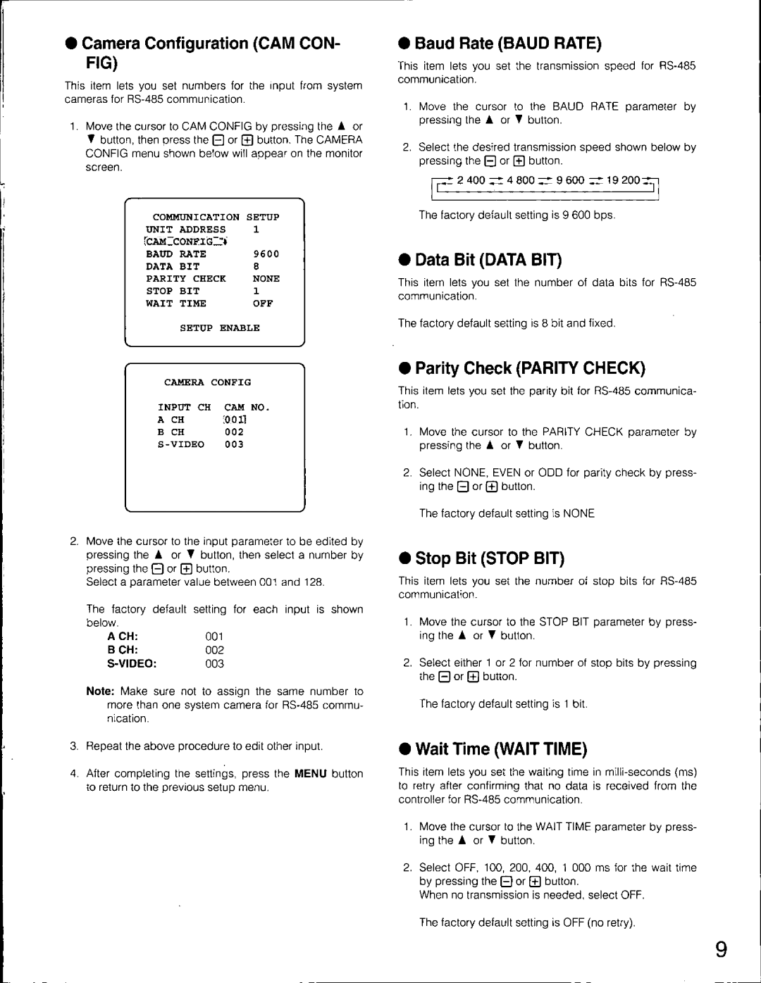 Panasonic WV-CM2080 manual 