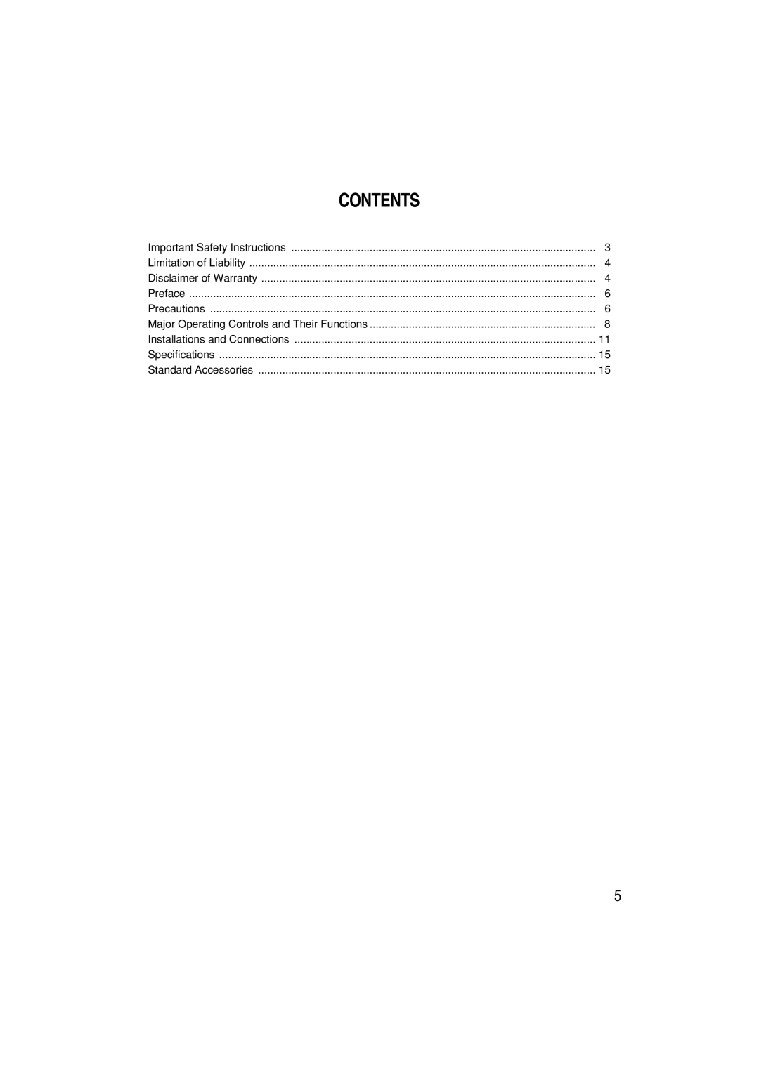 Panasonic WV-CP280, WV-CP284 operating instructions Contents 