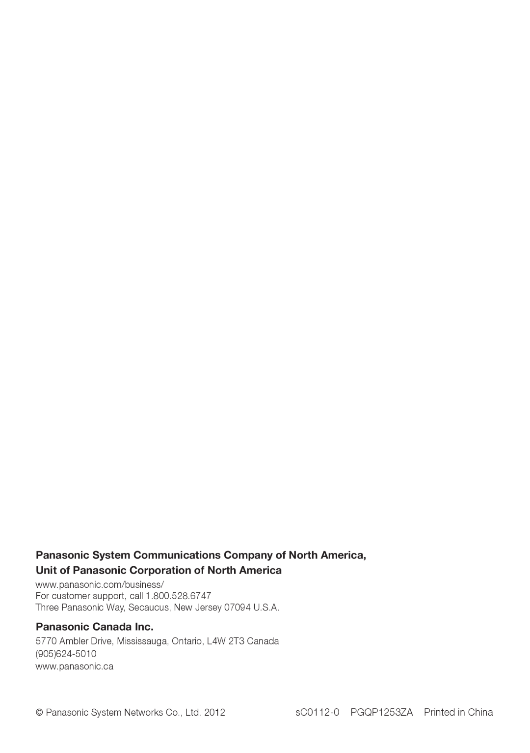 Panasonic WV-CP310, WV-CP314, WV-CP304, WV-CP300 operating instructions Panasonic Canada Inc 