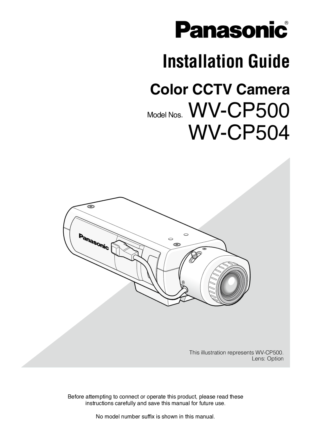 Panasonic WV-CP504, wv-cp500 manual 