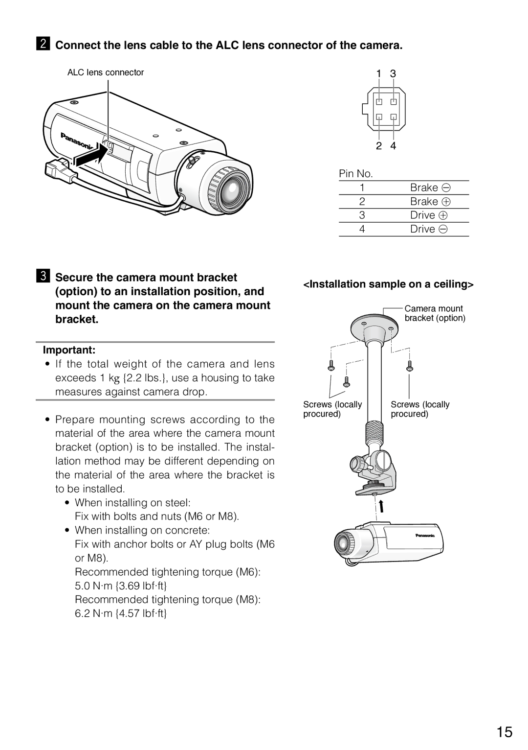 Panasonic WV-CP504, wv-cp500 manual Secure the camera mount bracket, Option to an installation position, Bracket 