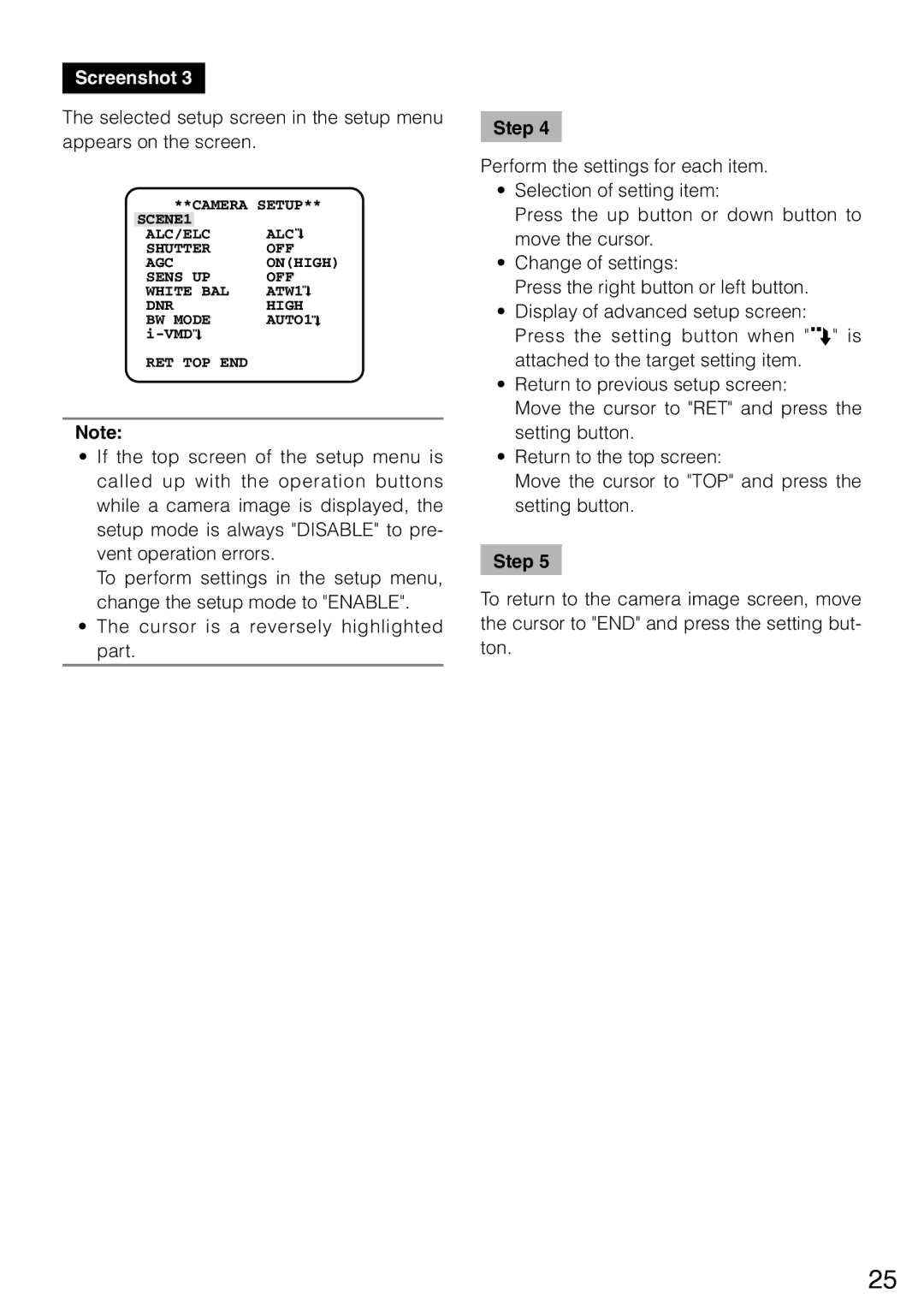 Panasonic WV-CP504, wv-cp500 manual Ret Top End 