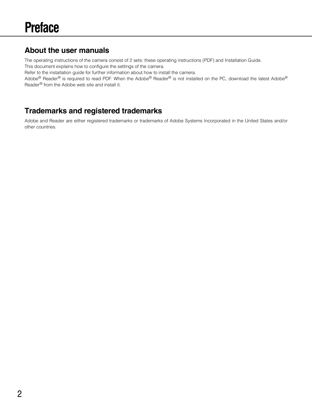 Panasonic wv-cp500, WV-CP504 operating instructions Preface, Trademarks and registered trademarks 