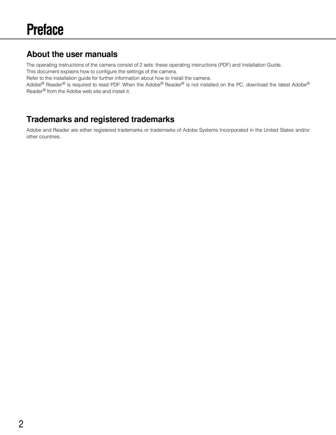 Panasonic wv-cp500 operating instructions Preface, Trademarks and registered trademarks 