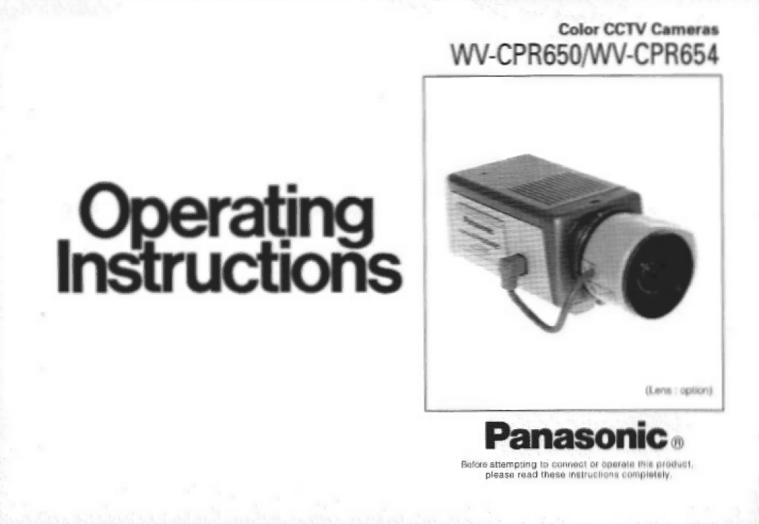 Panasonic WV-CPR654, WV-CPR650 manual 