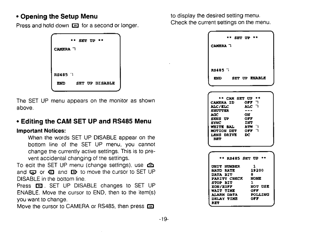 Panasonic WV-CPR654, WV-CPR650 manual 