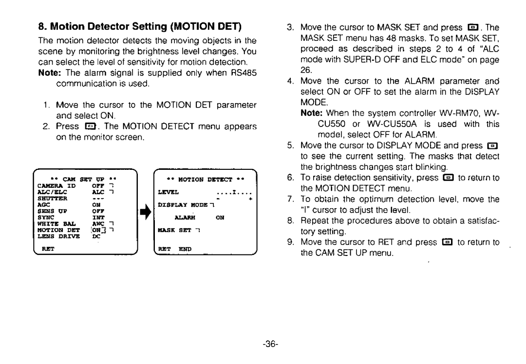 Panasonic WV-CPR650, WV-CPR654 manual 