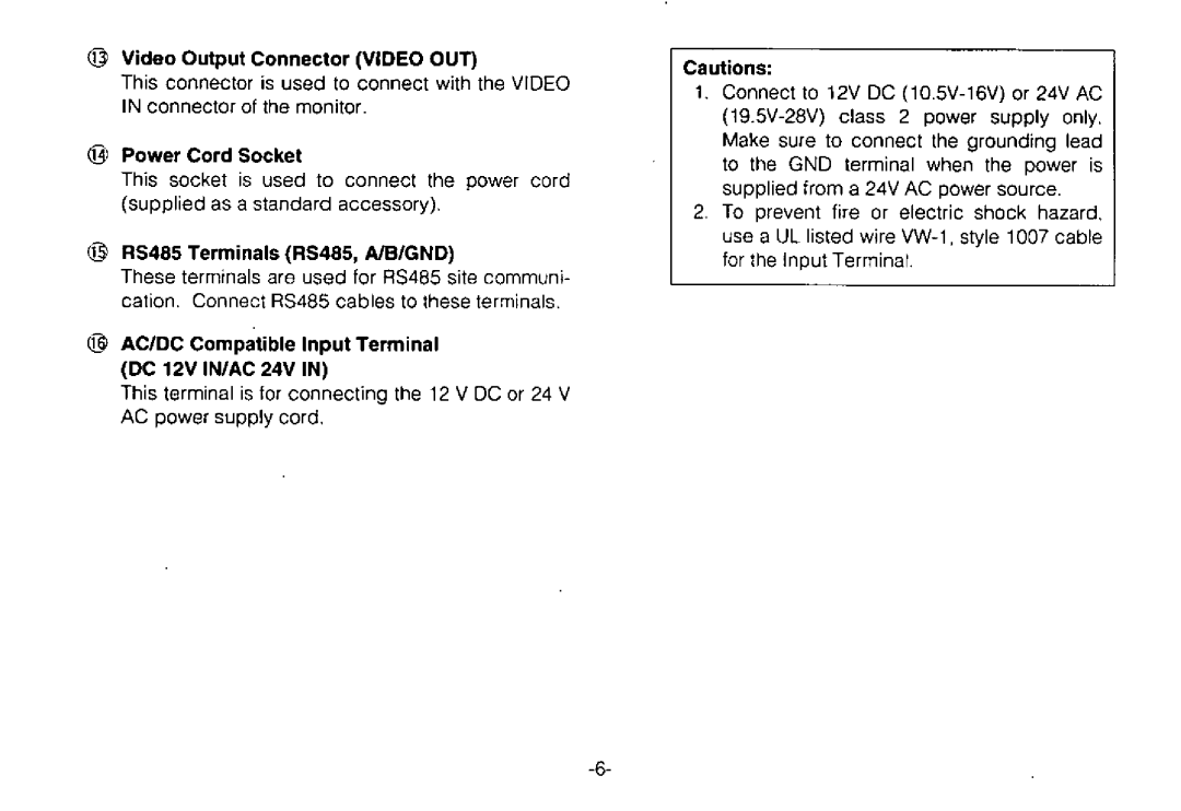 Panasonic WV-CPR650, WV-CPR654 manual 