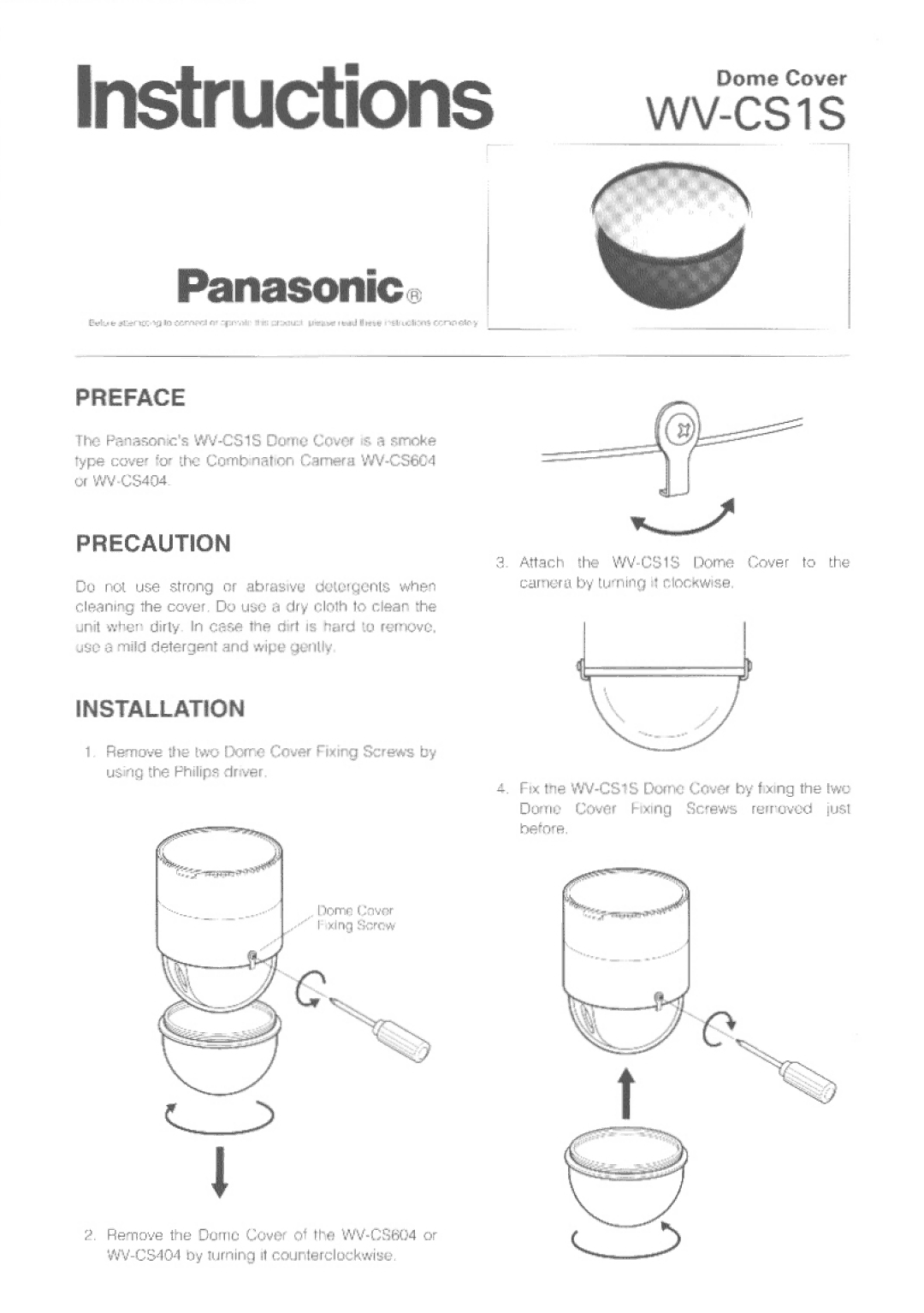 Panasonic WV-CS1S manual 