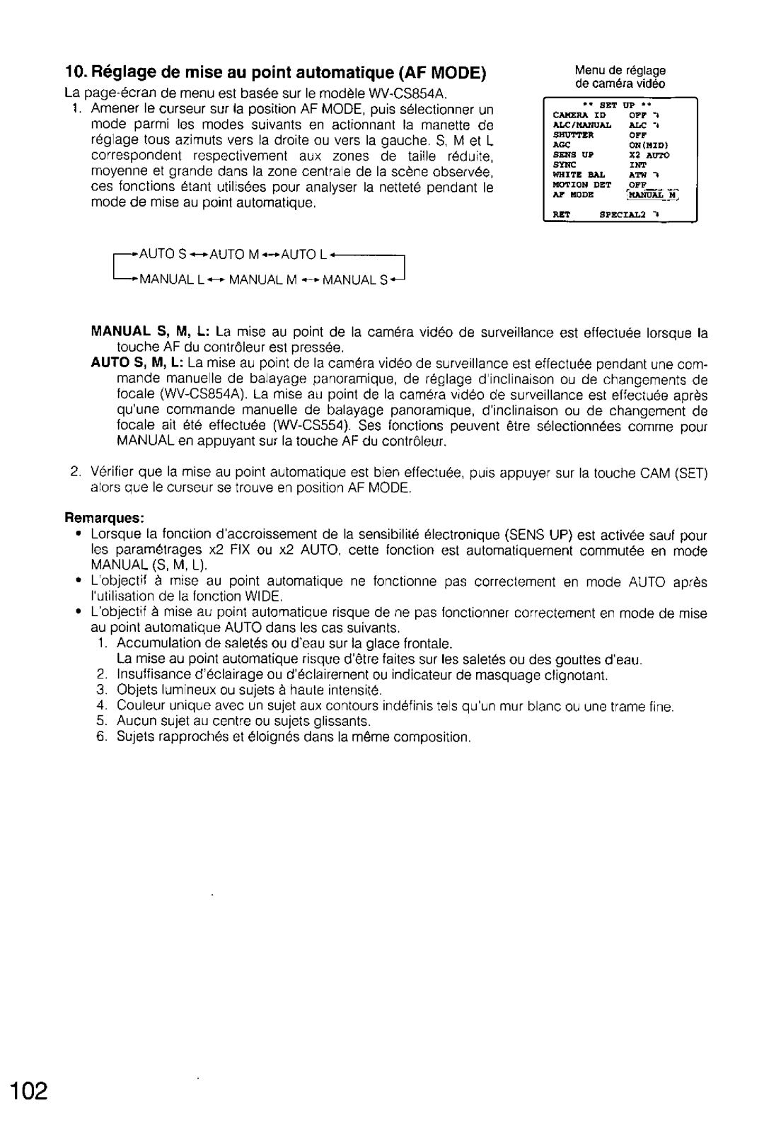 Panasonic WV-CS554, WV-CS854A manual 