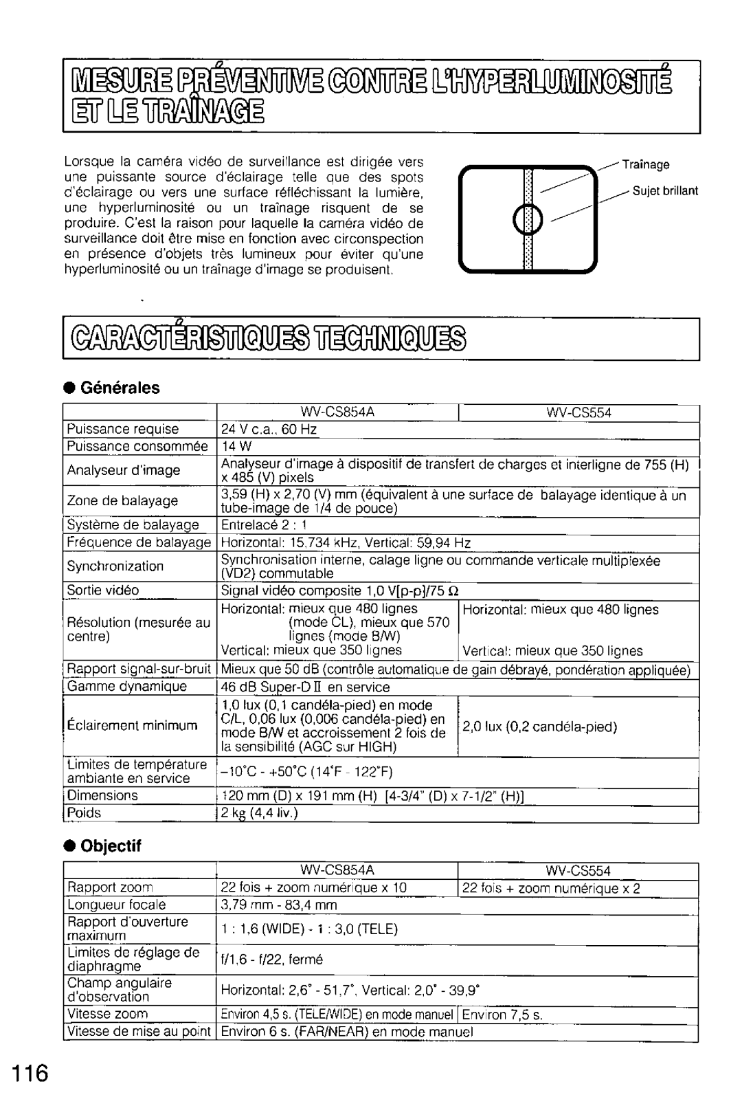 Panasonic WV-CS554, WV-CS854A manual 