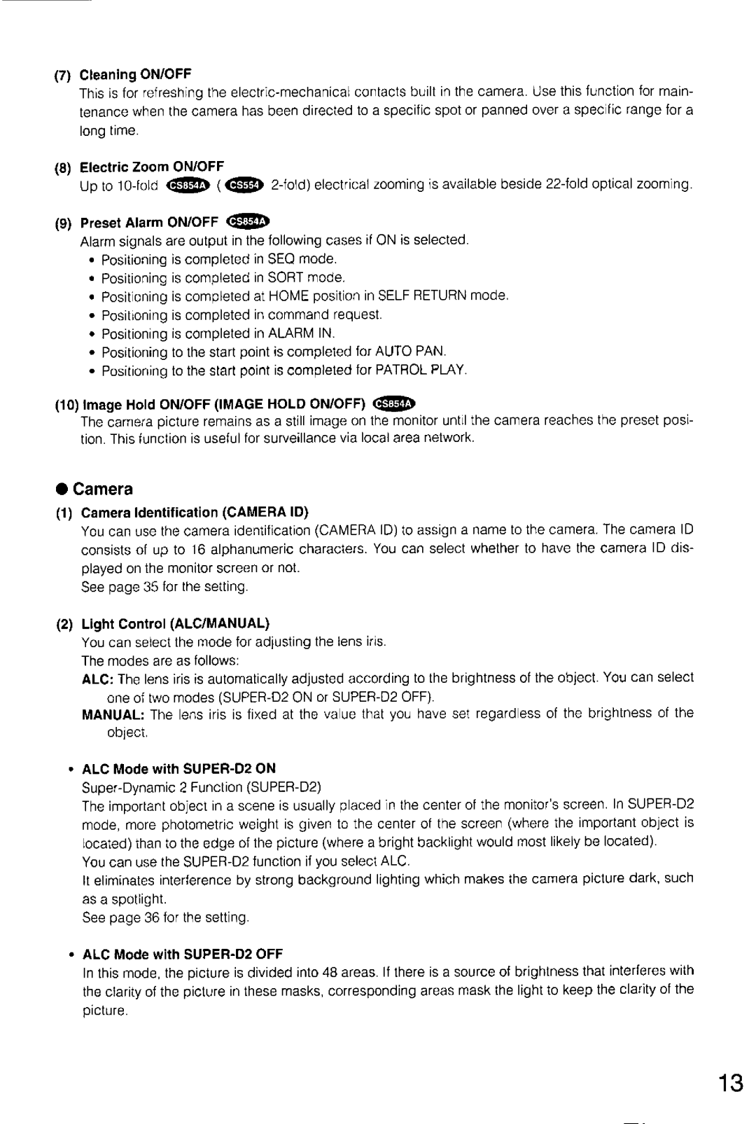 Panasonic WV-CS854A, WV-CS554 manual 