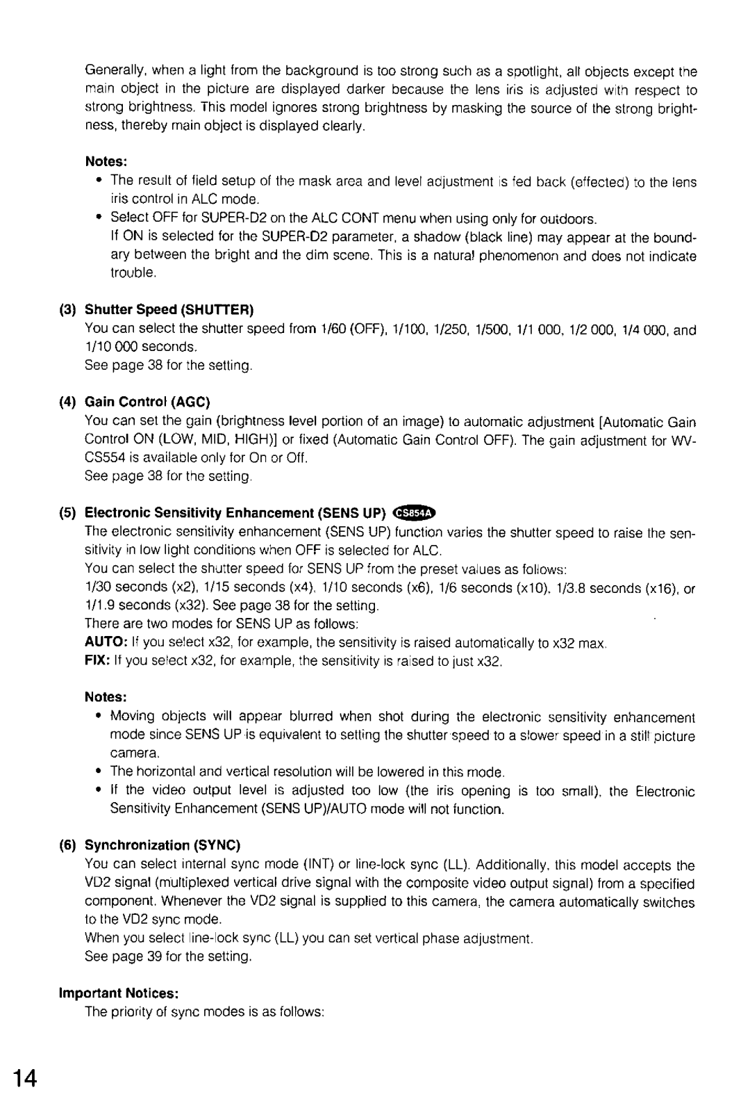 Panasonic WV-CS554, WV-CS854A manual 