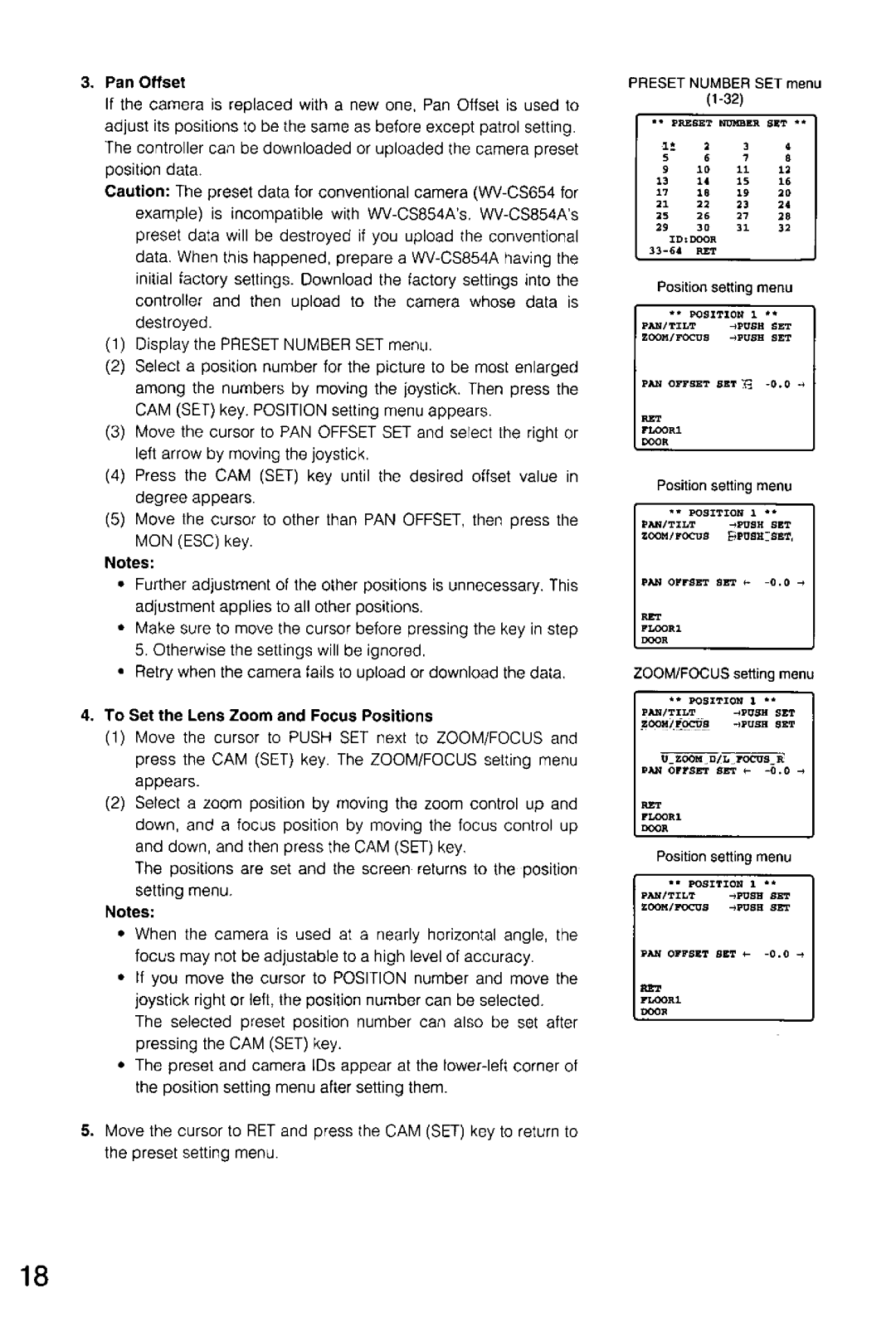 Panasonic WV-CS554, WV-CS854A manual 