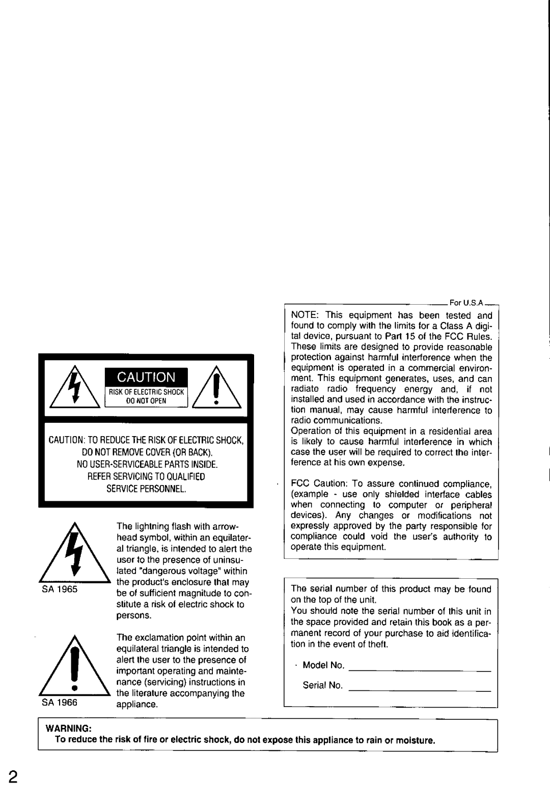 Panasonic WV-CS554, WV-CS854A manual 