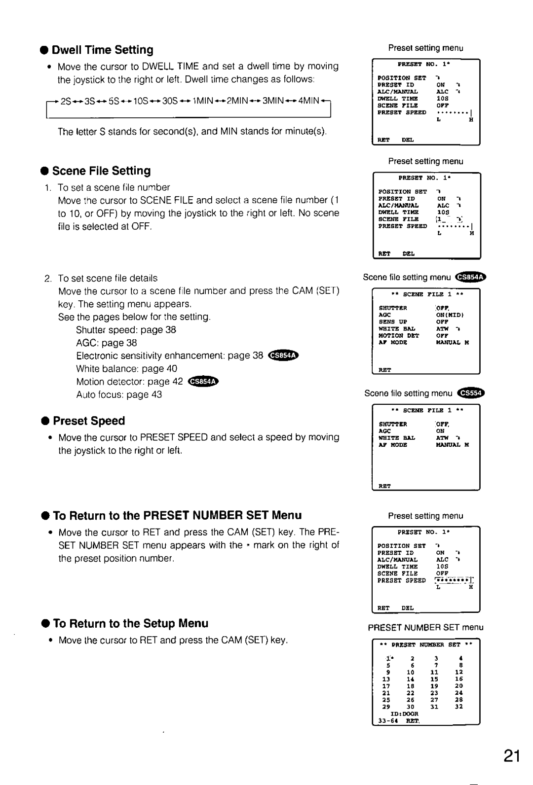 Panasonic WV-CS854A, WV-CS554 manual 