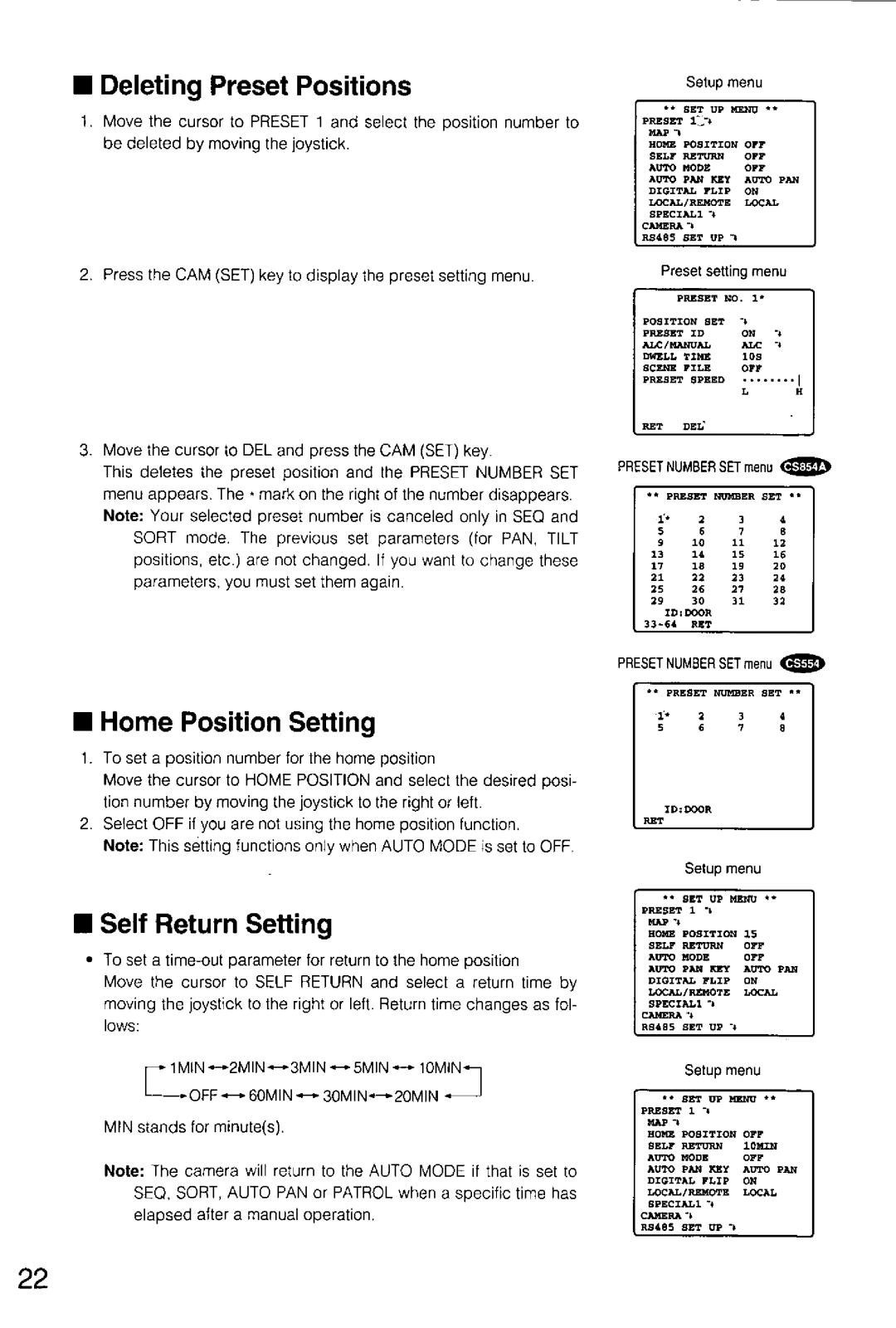 Panasonic WV-CS554, WV-CS854A manual 