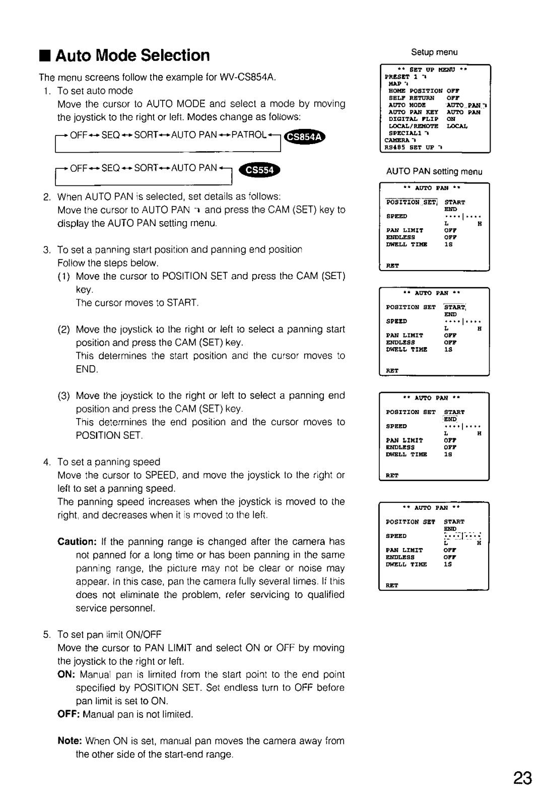 Panasonic WV-CS854A, WV-CS554 manual 