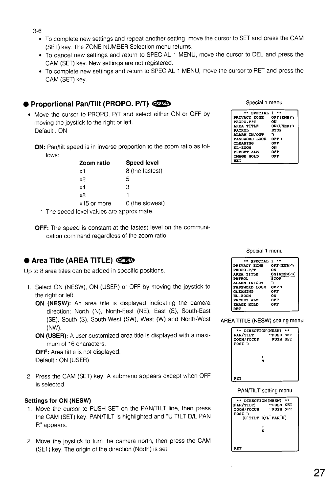 Panasonic WV-CS854A, WV-CS554 manual 