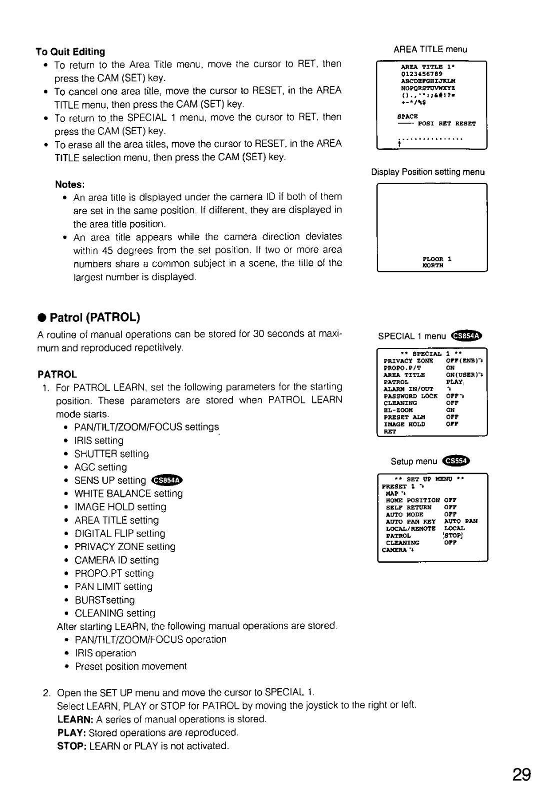 Panasonic WV-CS854A, WV-CS554 manual 