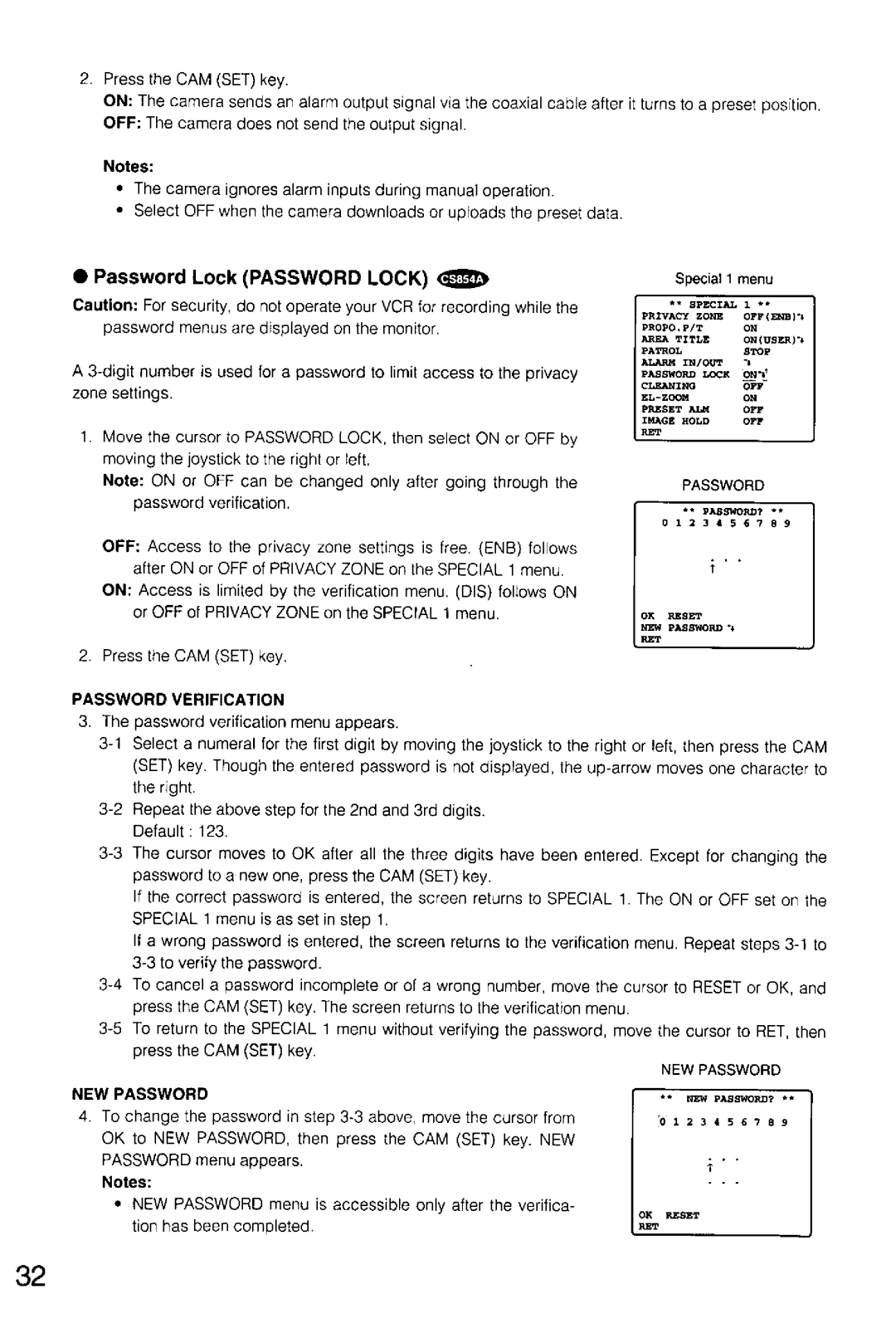 Panasonic WV-CS554, WV-CS854A manual 