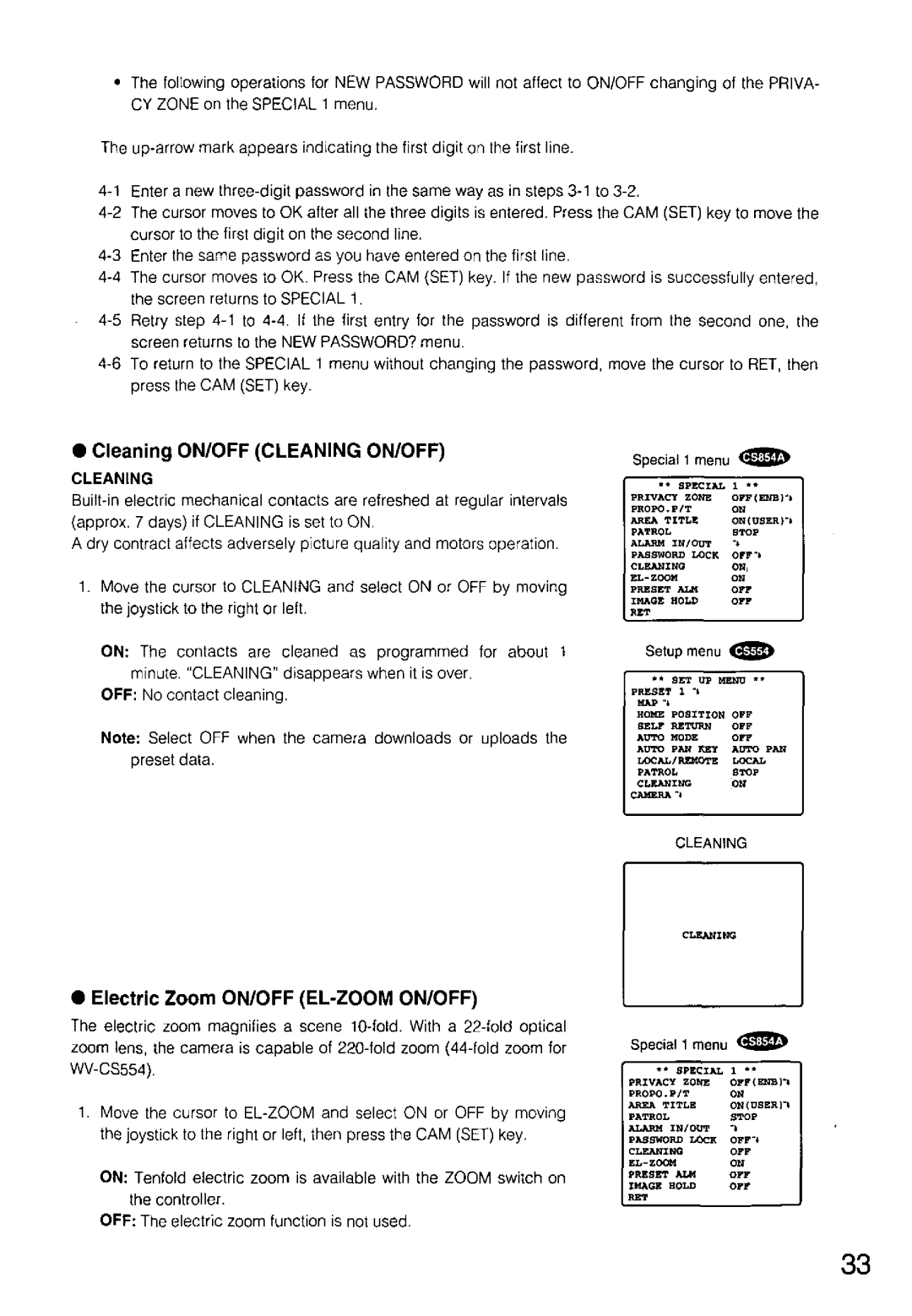 Panasonic WV-CS854A, WV-CS554 manual 