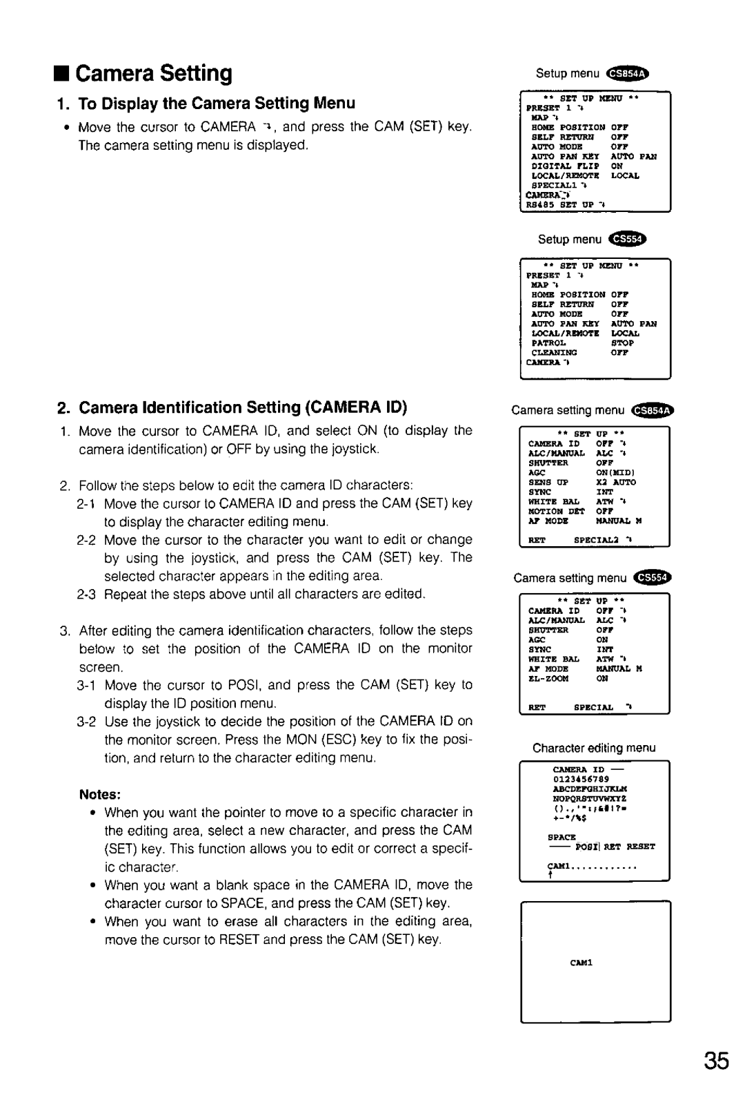 Panasonic WV-CS854A, WV-CS554 manual 