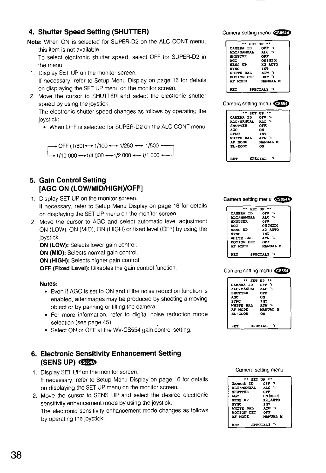 Panasonic WV-CS554, WV-CS854A manual 