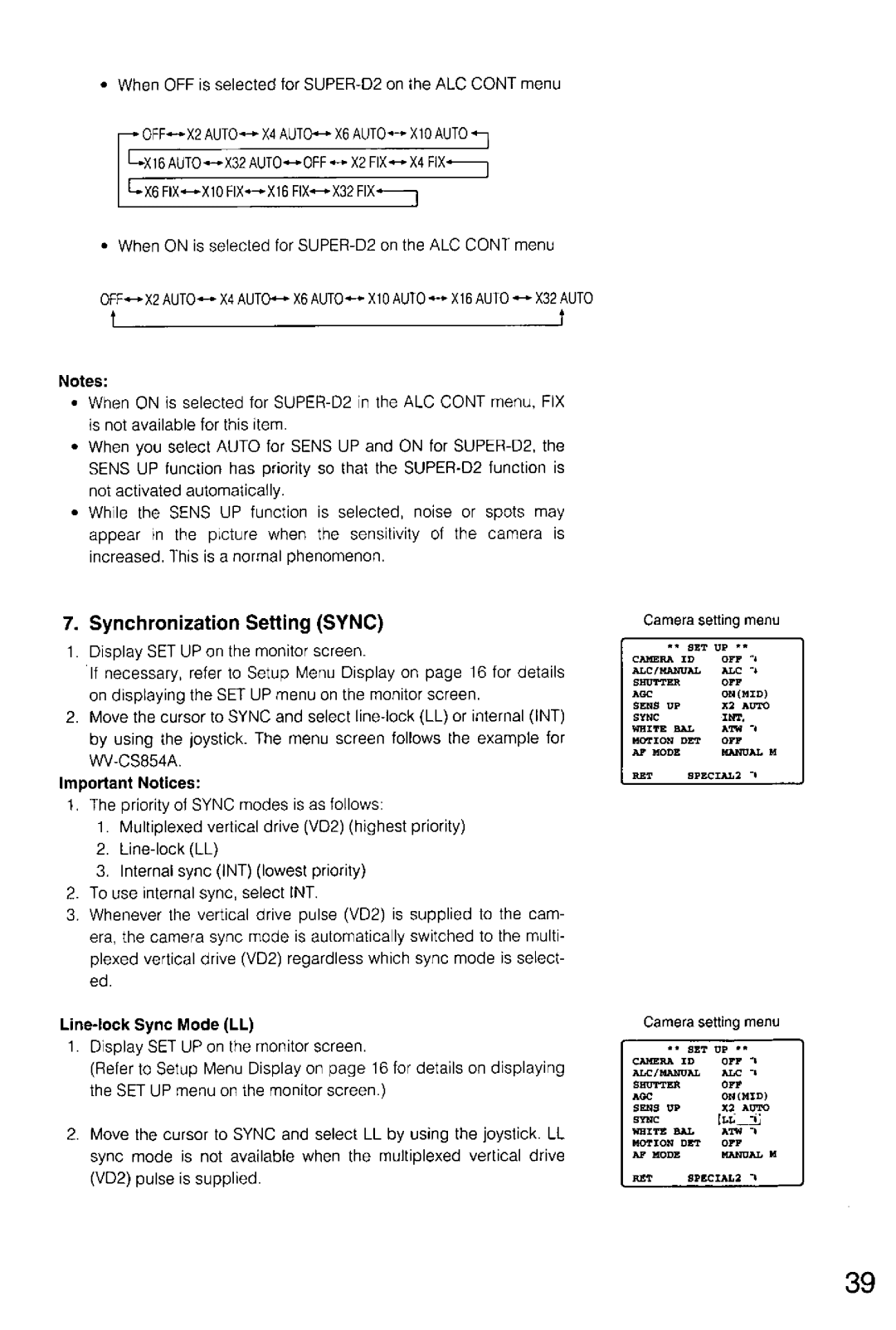 Panasonic WV-CS854A, WV-CS554 manual 