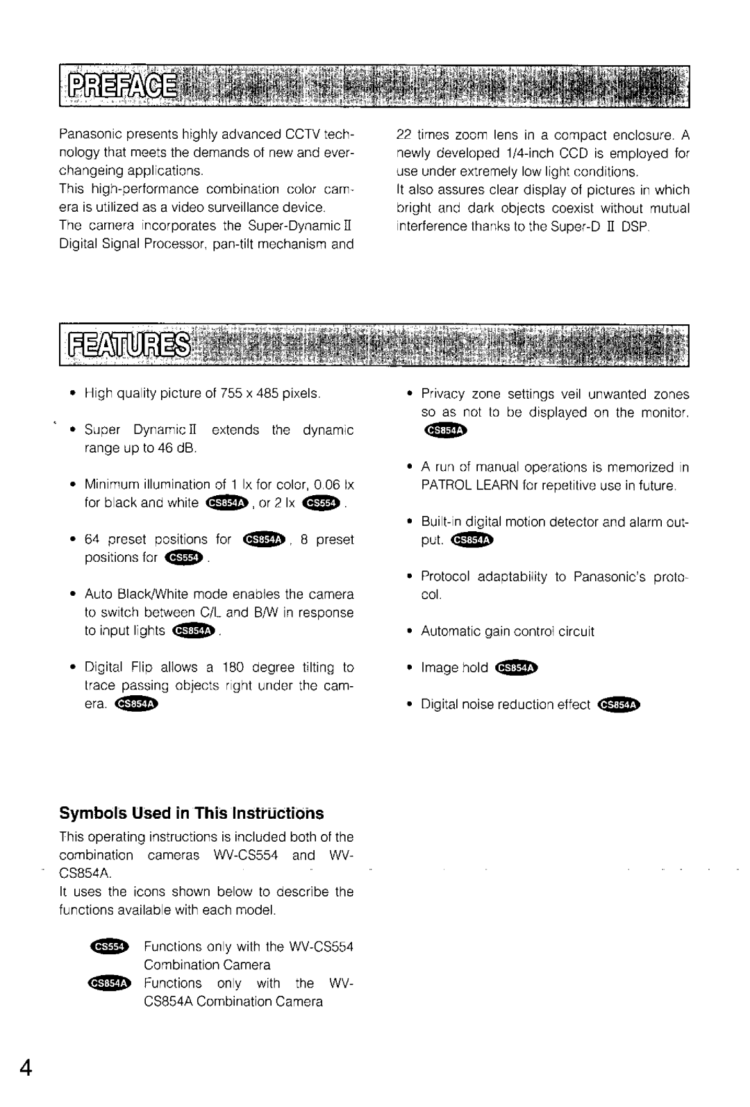 Panasonic WV-CS554, WV-CS854A manual 