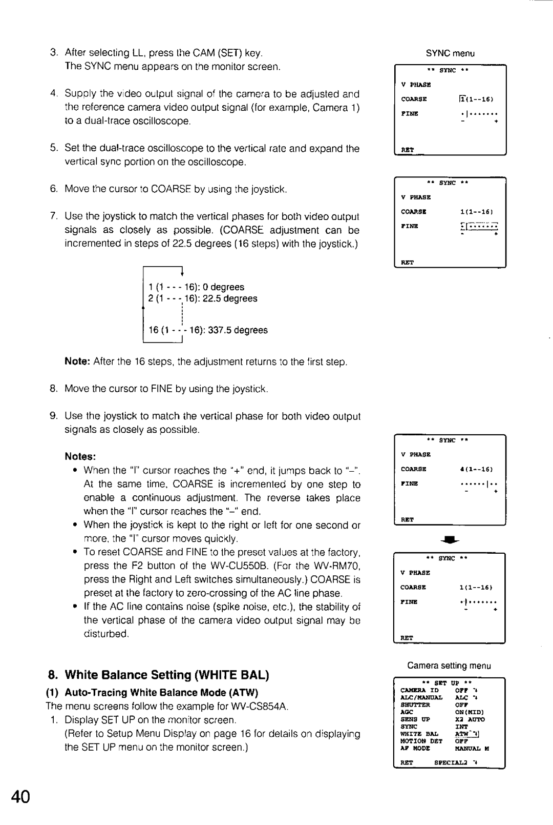 Panasonic WV-CS554, WV-CS854A manual 