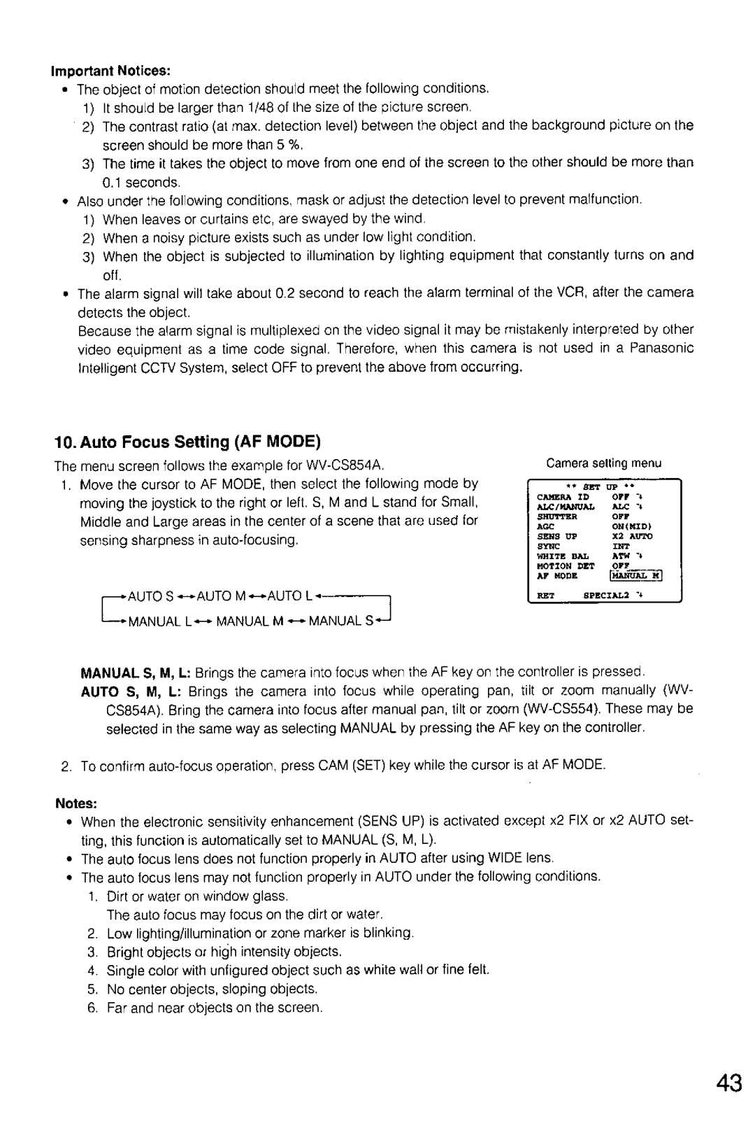 Panasonic WV-CS854A, WV-CS554 manual 