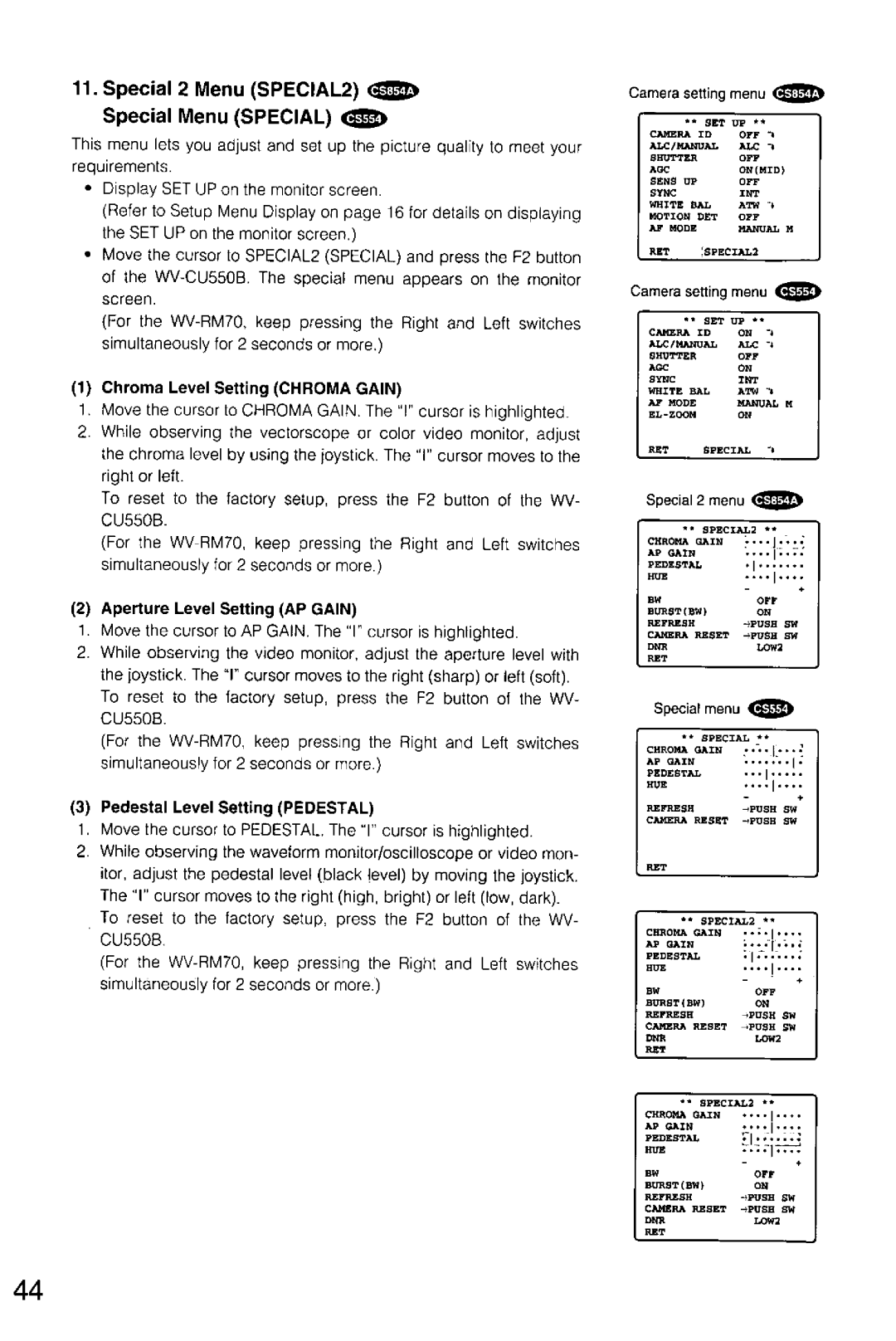 Panasonic WV-CS554, WV-CS854A manual 