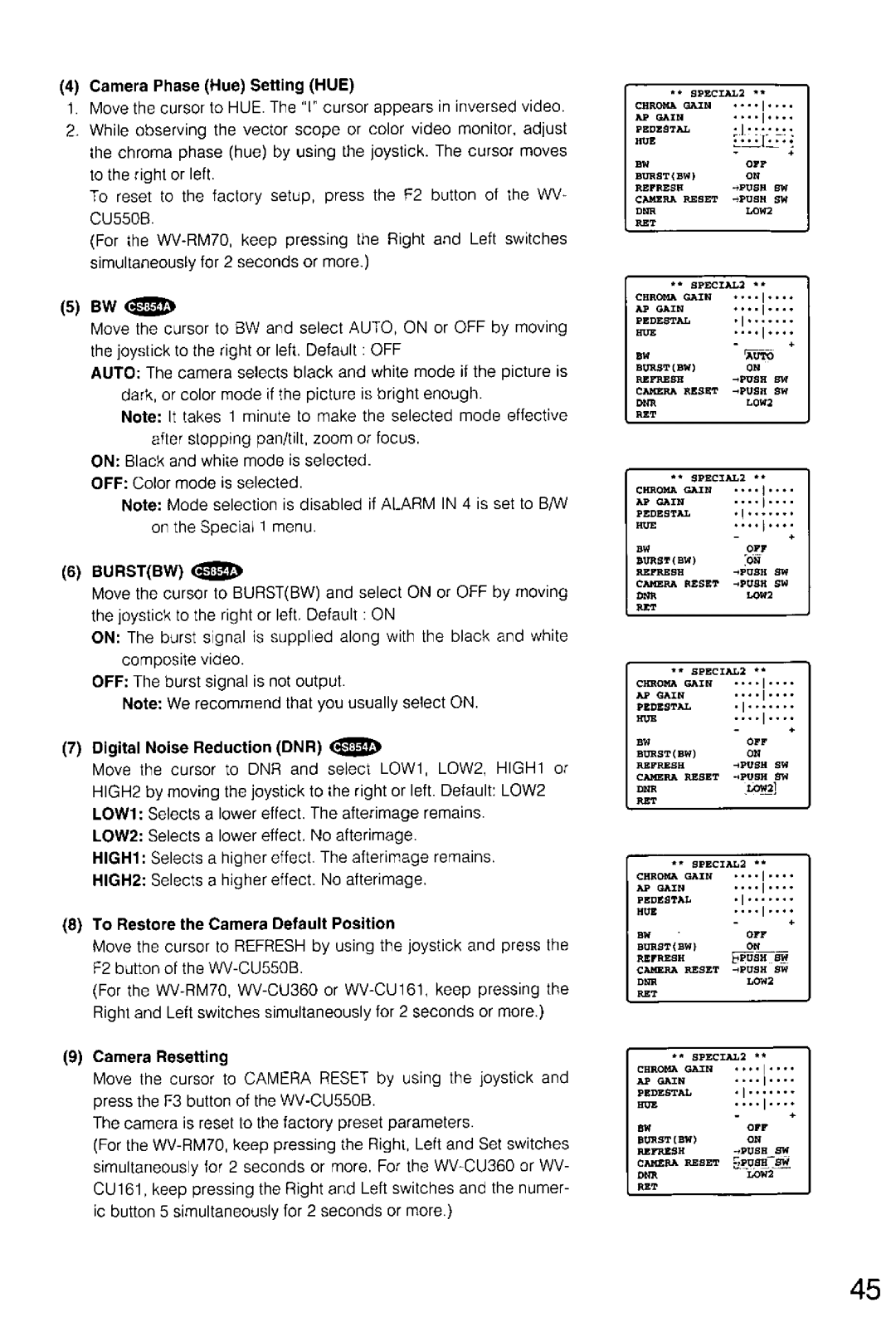 Panasonic WV-CS854A, WV-CS554 manual 