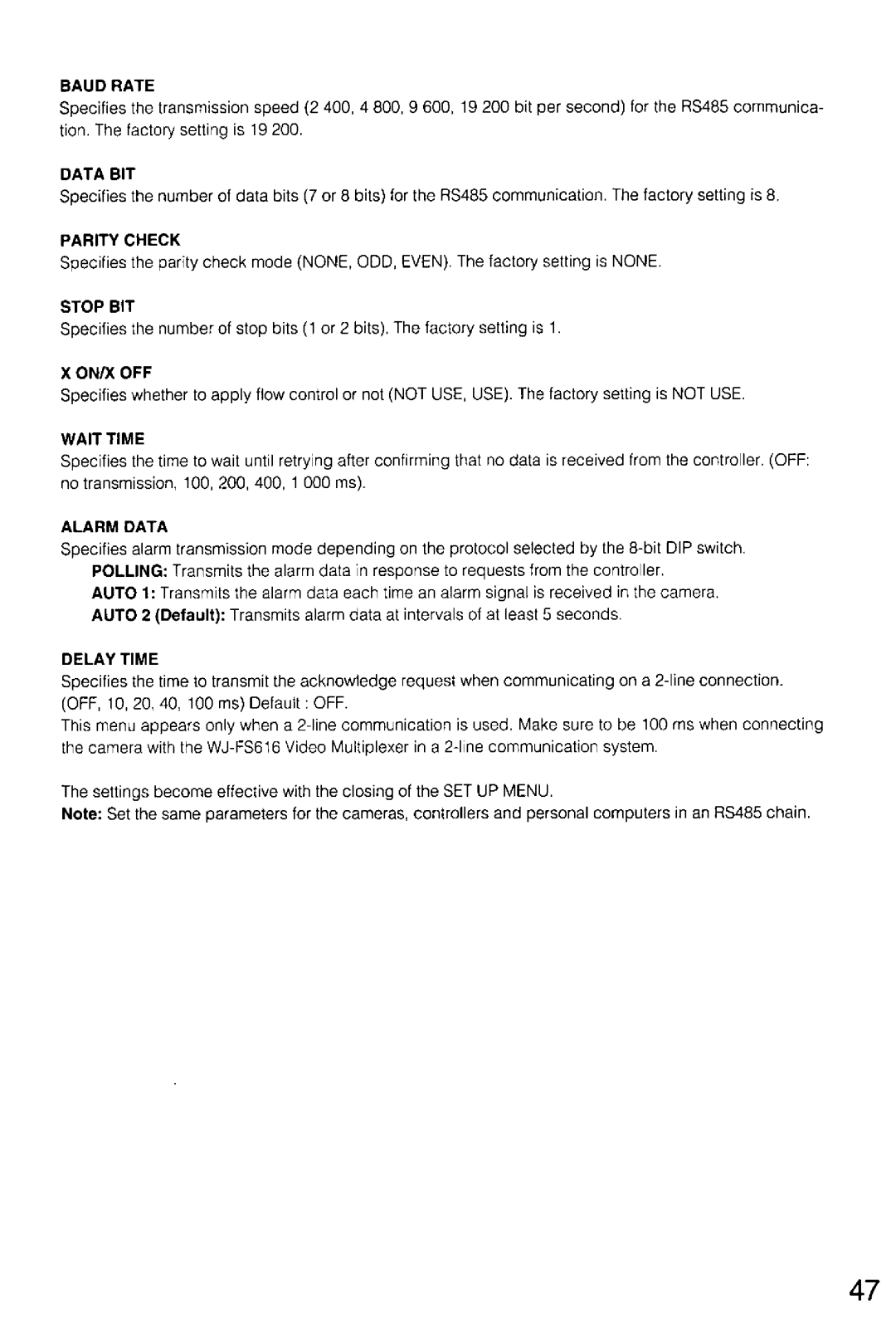 Panasonic WV-CS854A, WV-CS554 manual 