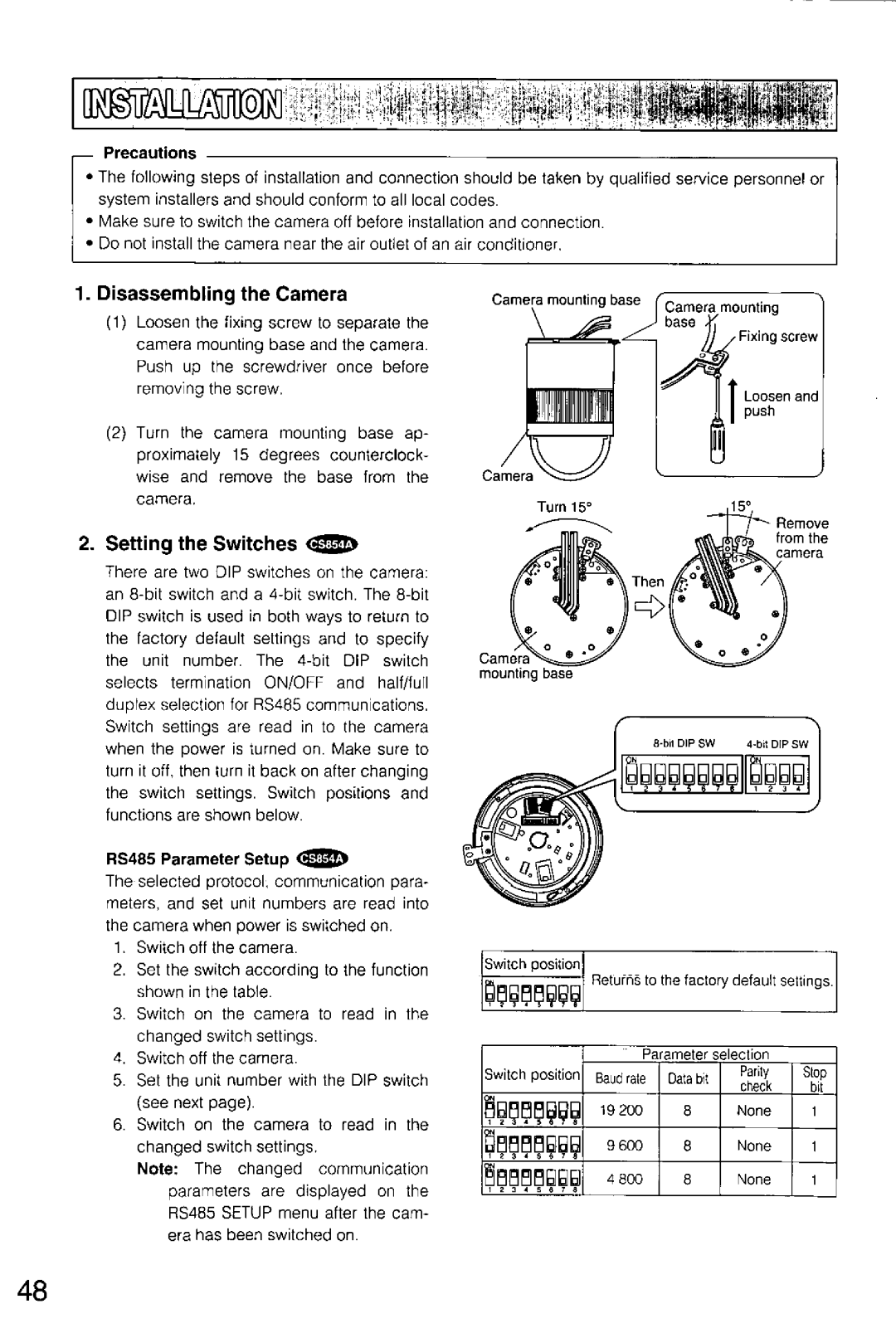 Panasonic WV-CS554, WV-CS854A manual 