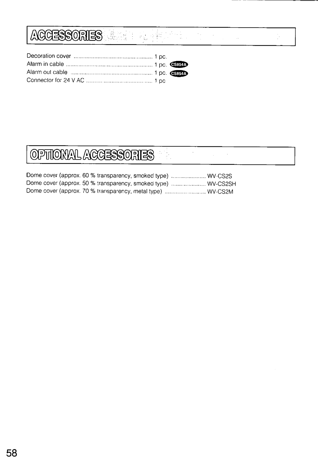 Panasonic WV-CS554, WV-CS854A manual 