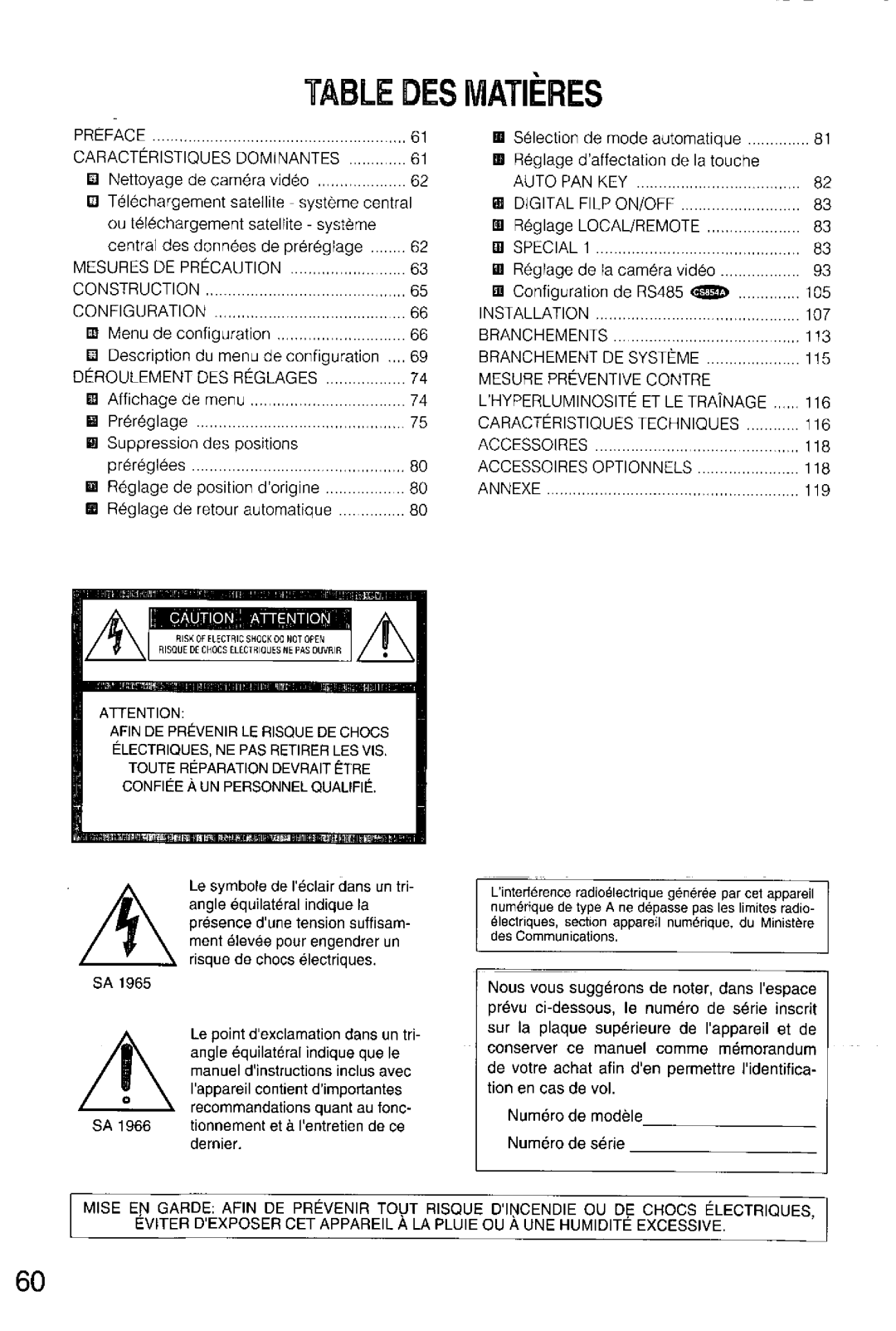 Panasonic WV-CS554, WV-CS854A manual 