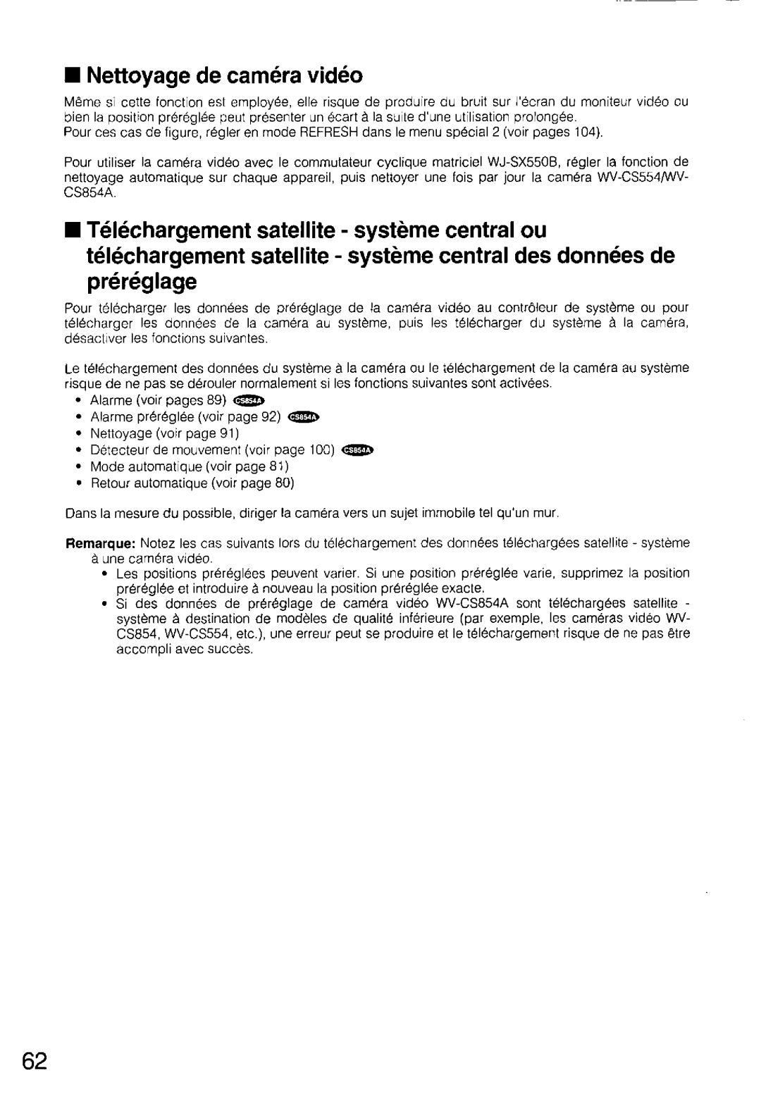 Panasonic WV-CS554, WV-CS854A manual 