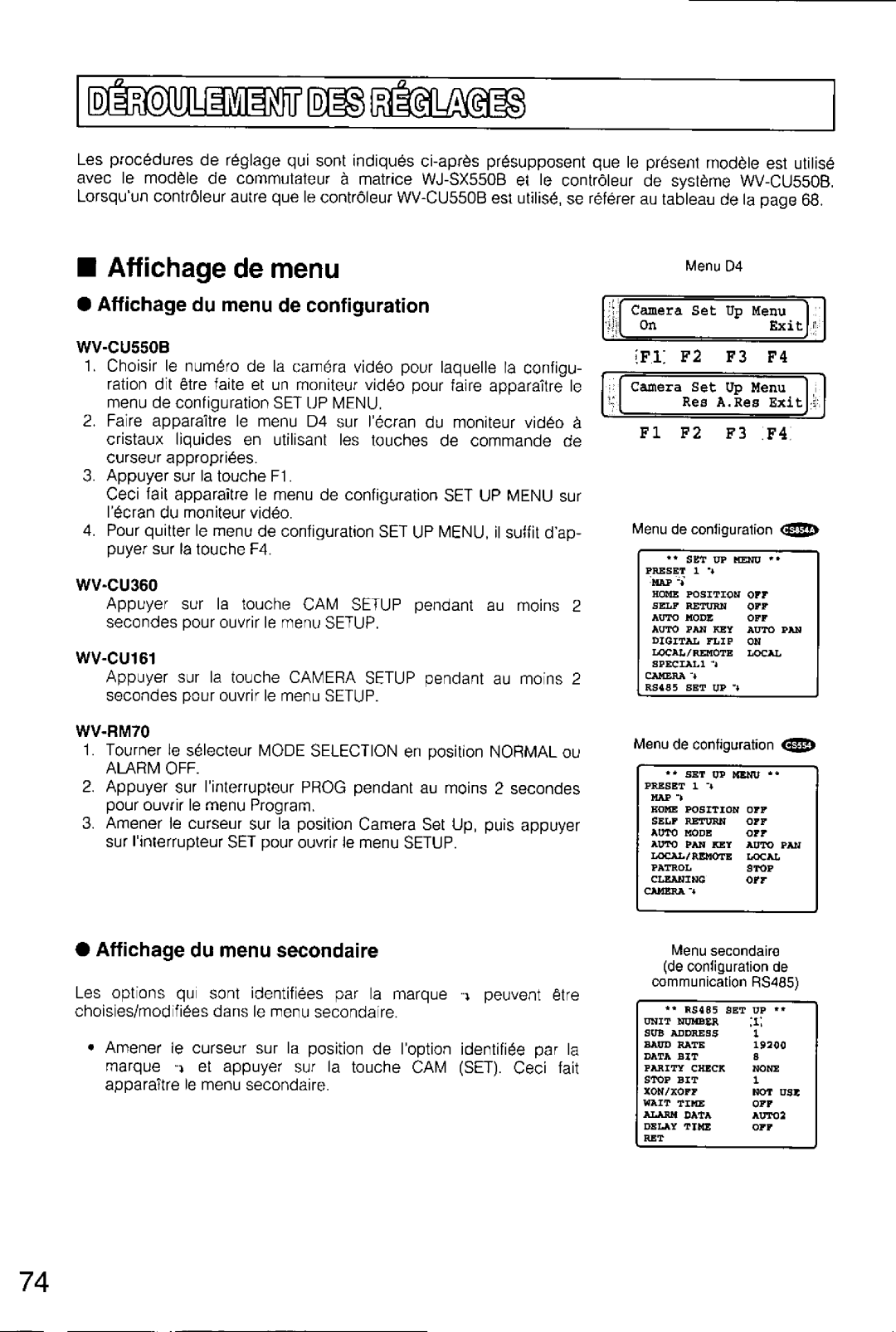 Panasonic WV-CS554, WV-CS854A manual 