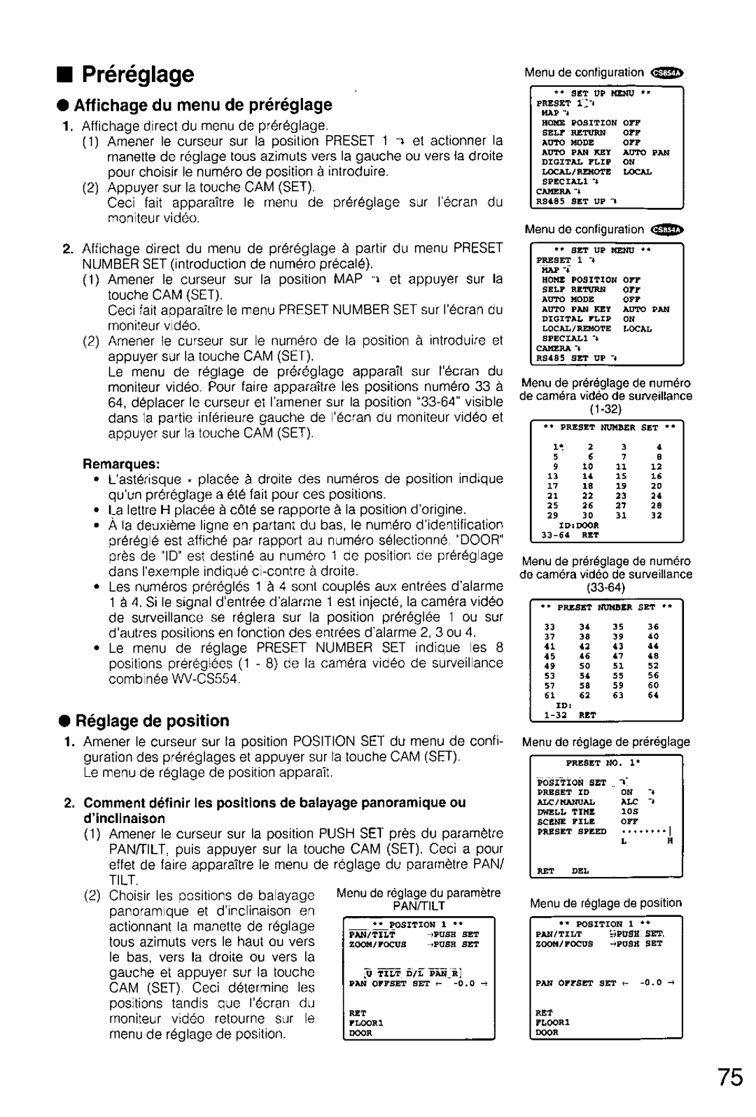 Panasonic WV-CS854A, WV-CS554 manual 