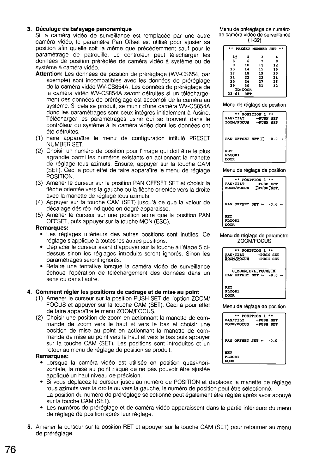 Panasonic WV-CS554, WV-CS854A manual 