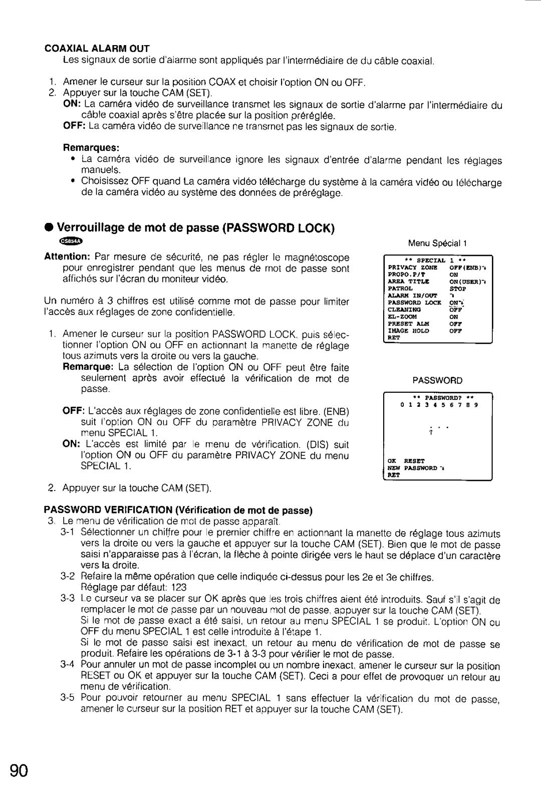 Panasonic WV-CS554, WV-CS854A manual 